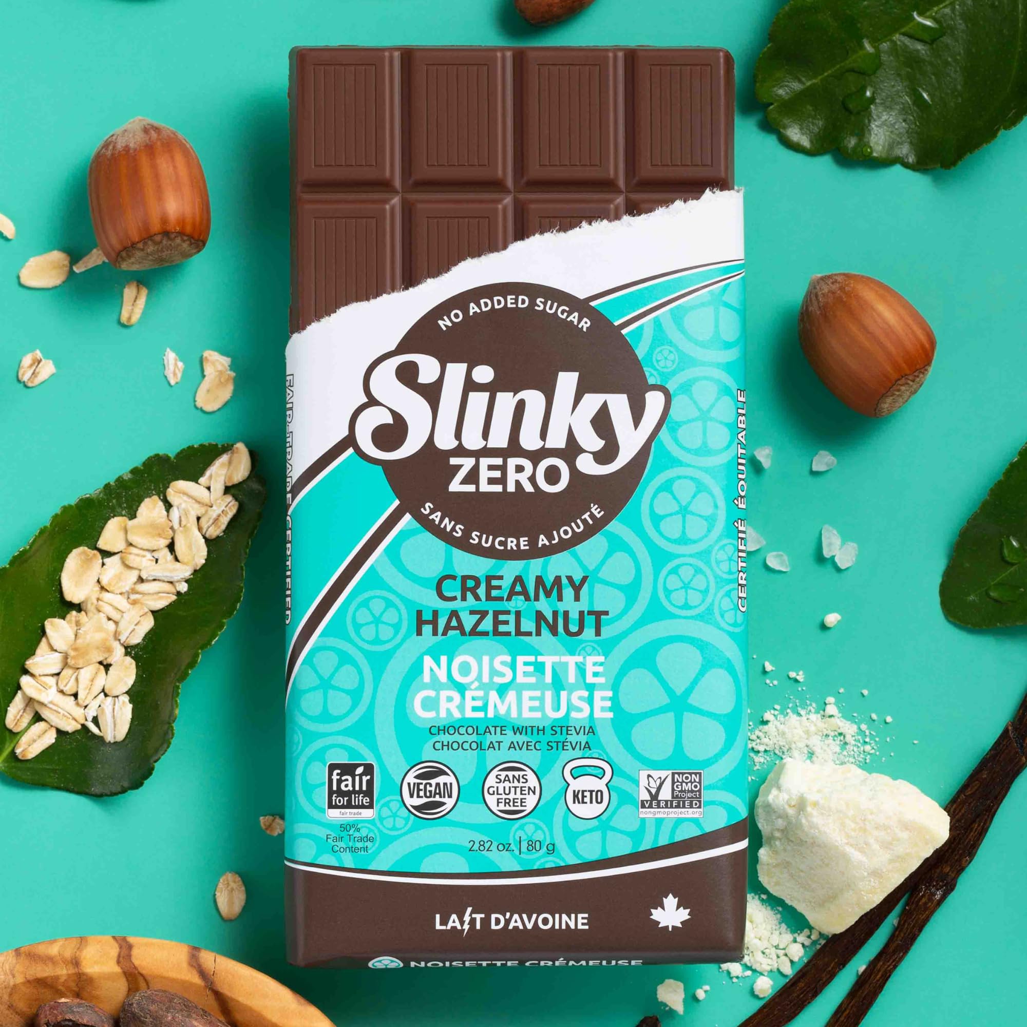 Zazubean SLINKY Chocolate bars - No Added Sugar, NON-GMO, Fair