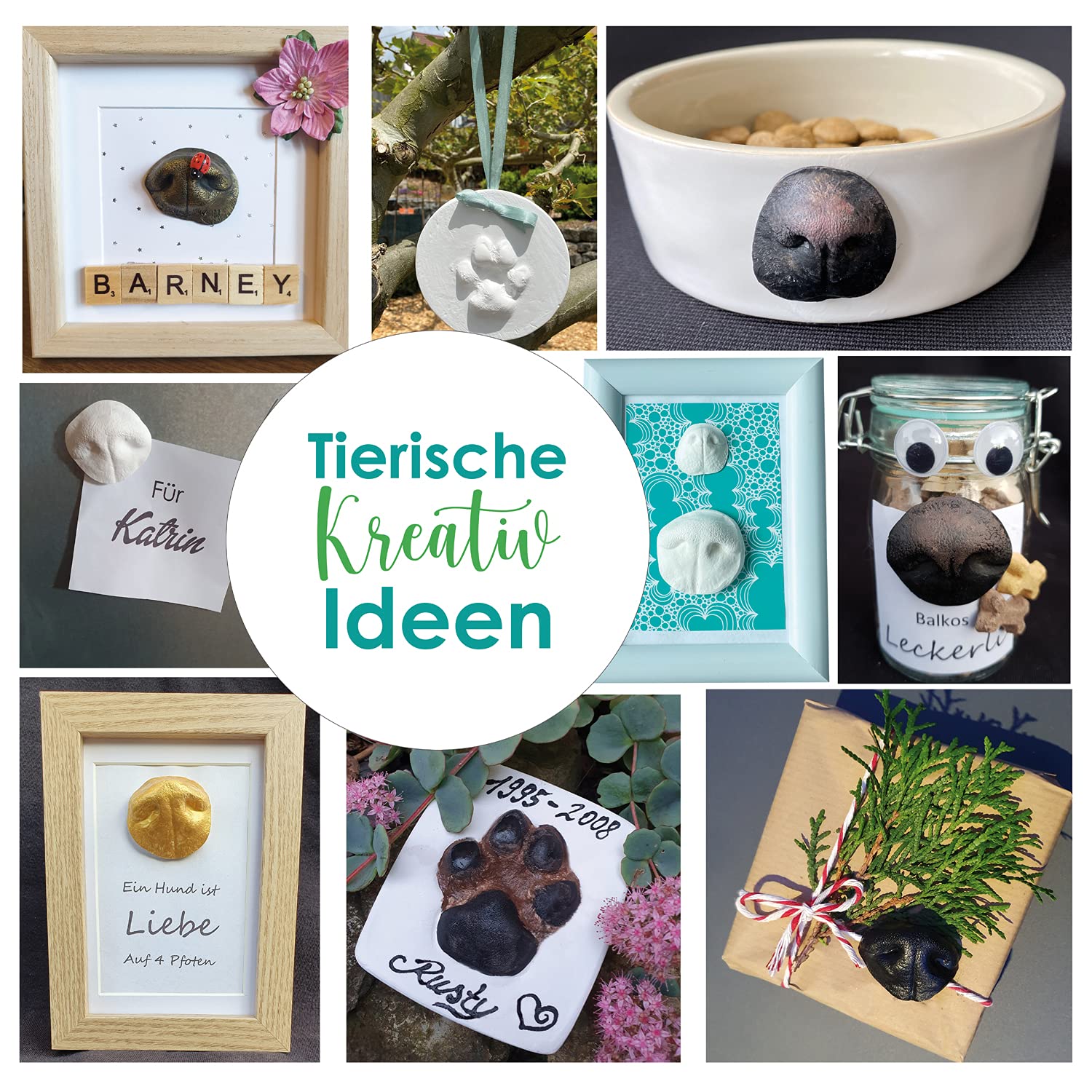 Gipsabdruck Set Hundepfote und Hundenase. 3D Abdruck-Set Hund und Katze für Pfote und Schnauze, wiederverwendbare Gießform, Deutsche Herstellung, Pfotengröße XS bis M