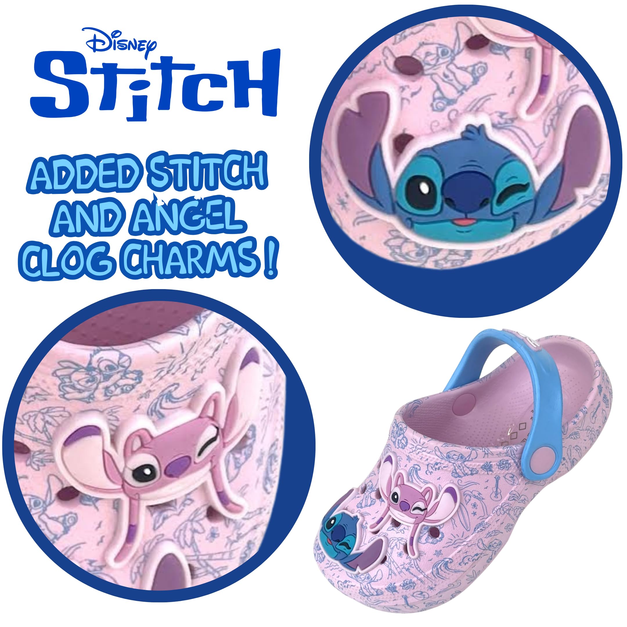 Disney Clogs Stitch Angel Sandalias Verano Sliders Correa Tobillo Zapatos Playa