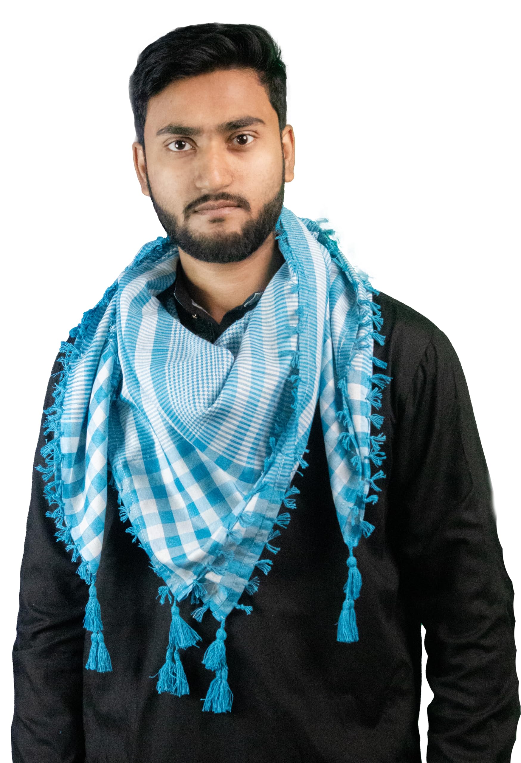 GenericScarf for Men Shemagh Keffiyeh Arabic Wrap Desert Muslim Haji Rumal Traditional Arab Kaffiyeh Head scarf for men Cotton| Unisex Scarf for Summer