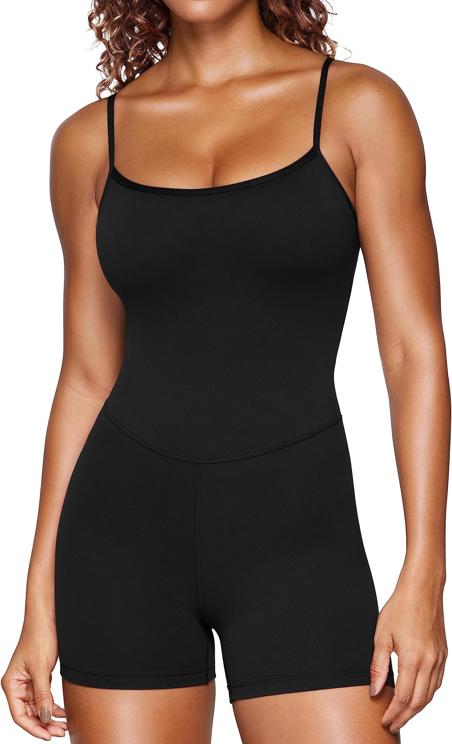 Butterluxe Cami Strap Rompers for Women - Adjustable Sleeveless One Piece Yoga Jumpsuits Bodysuit Shorts Padded
