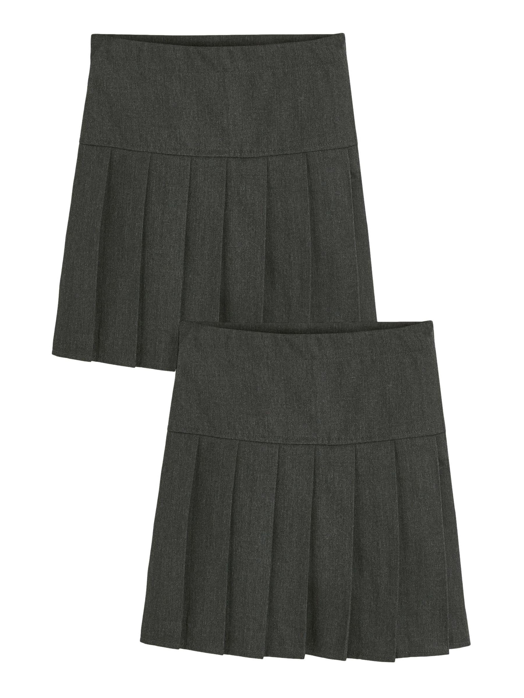 NEXT Fille Jupe d’école plissée à Taille Fine, Lot de 2 Gris 7 Ans