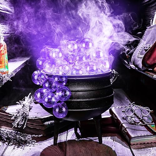Miniatura 4 de Funtery Decoración de bola transparente de plástico para Halloween de 2.5 pulgadas, maceta de burbujas para bricolaje, caldero de Halloween, bruja