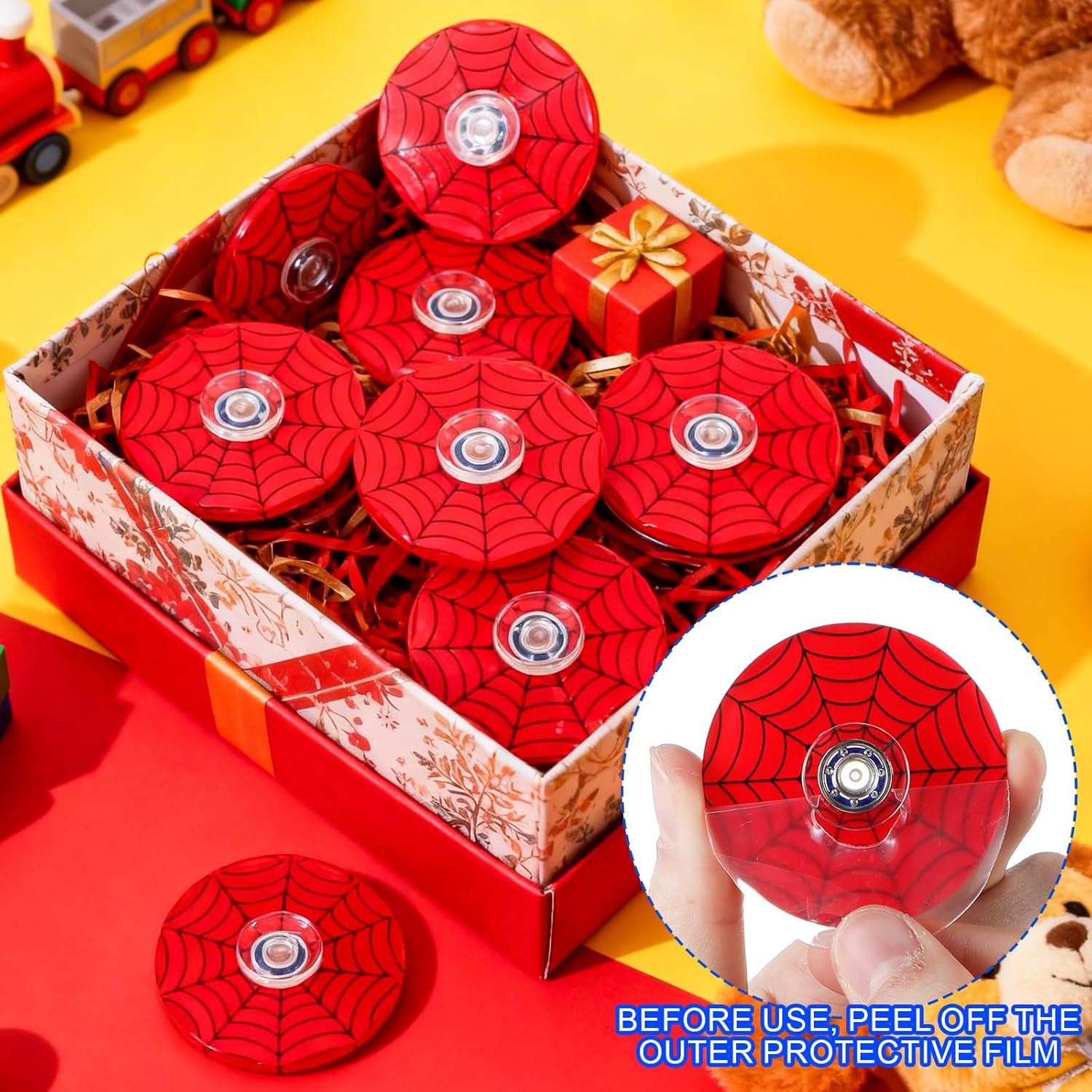 Sotiff 24 Pcs Spider Web Fidget Spinners Bulk, Mini Fidget Toys for Kids, Spider Web Birthday Party Favors, Goodie Bags Stuffers, Party Games, Classroom Rewards Carnival Prizes