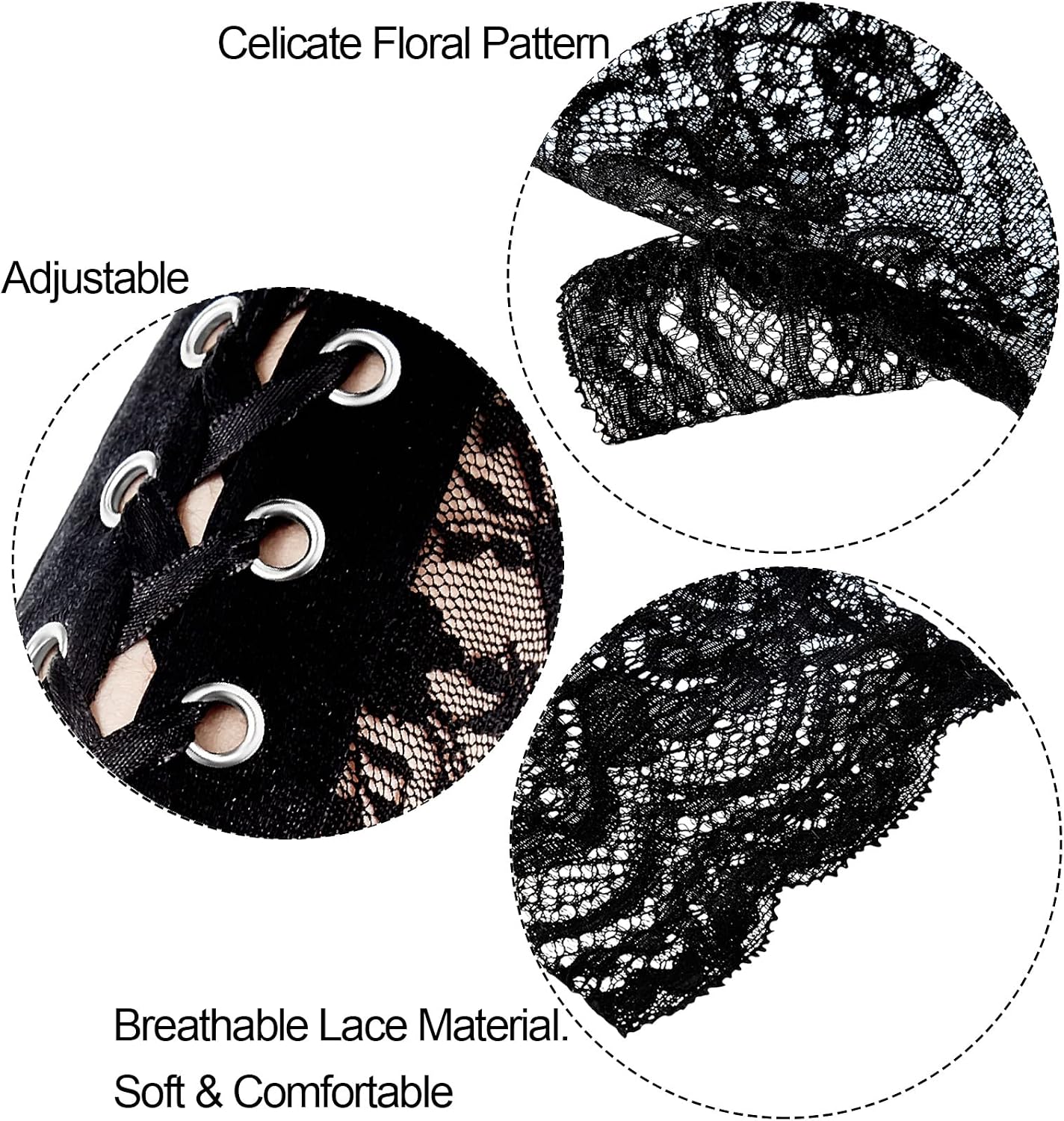 SATINIOR 3 Pairs Women Gothic Gloves Lace Fingerless Gloves Steampunk Glove for Cosplay Party