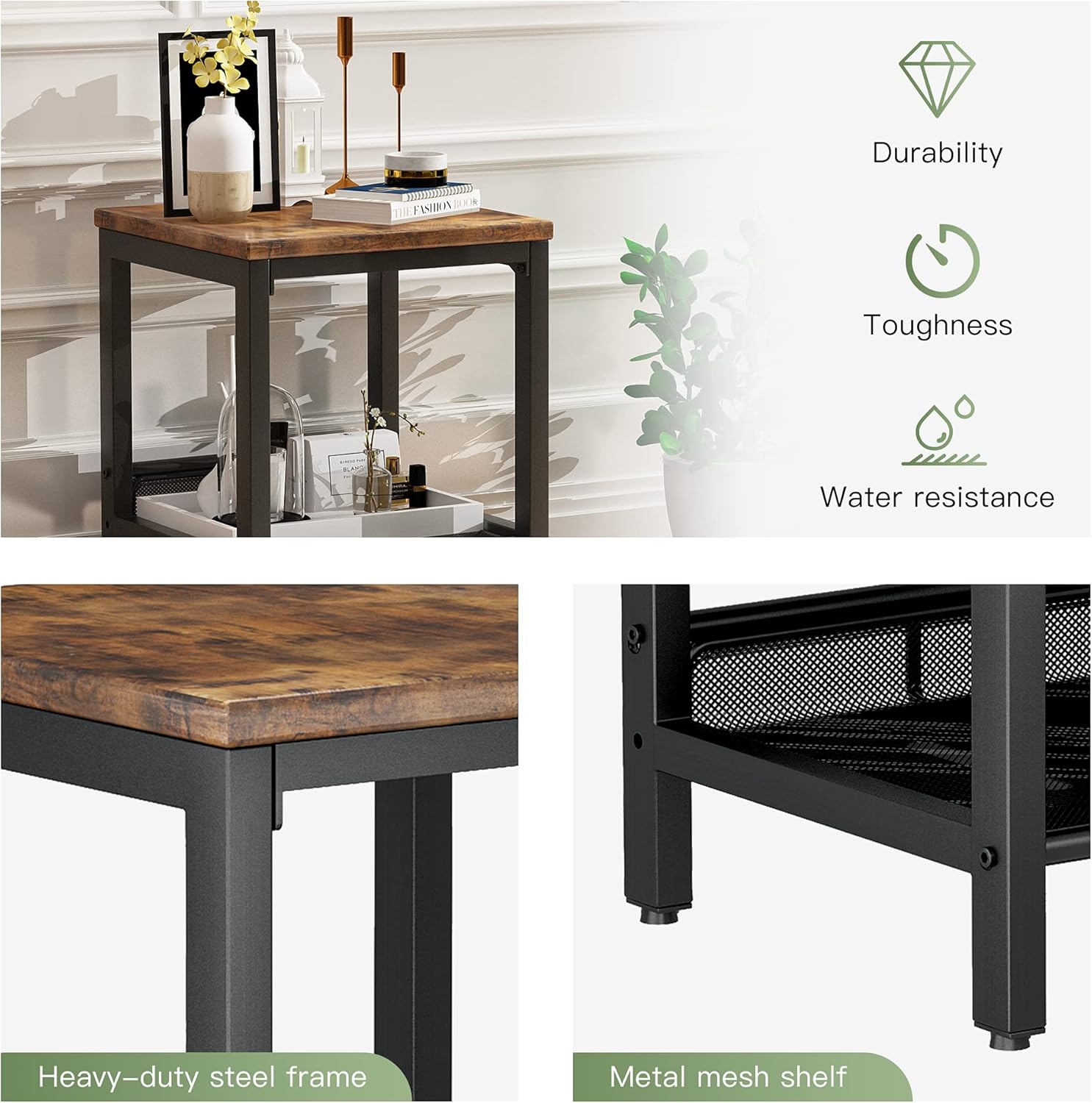 Recaceik Coffee Table Set, 2-Tier Coffee Table & Two End Side Table, Modern 3-Piece Living Room Table Set, for Office, Living Room, Apartment, Small Space, Easy Assembly Accent Furniture, Rustic Brown : Home & Kitchen