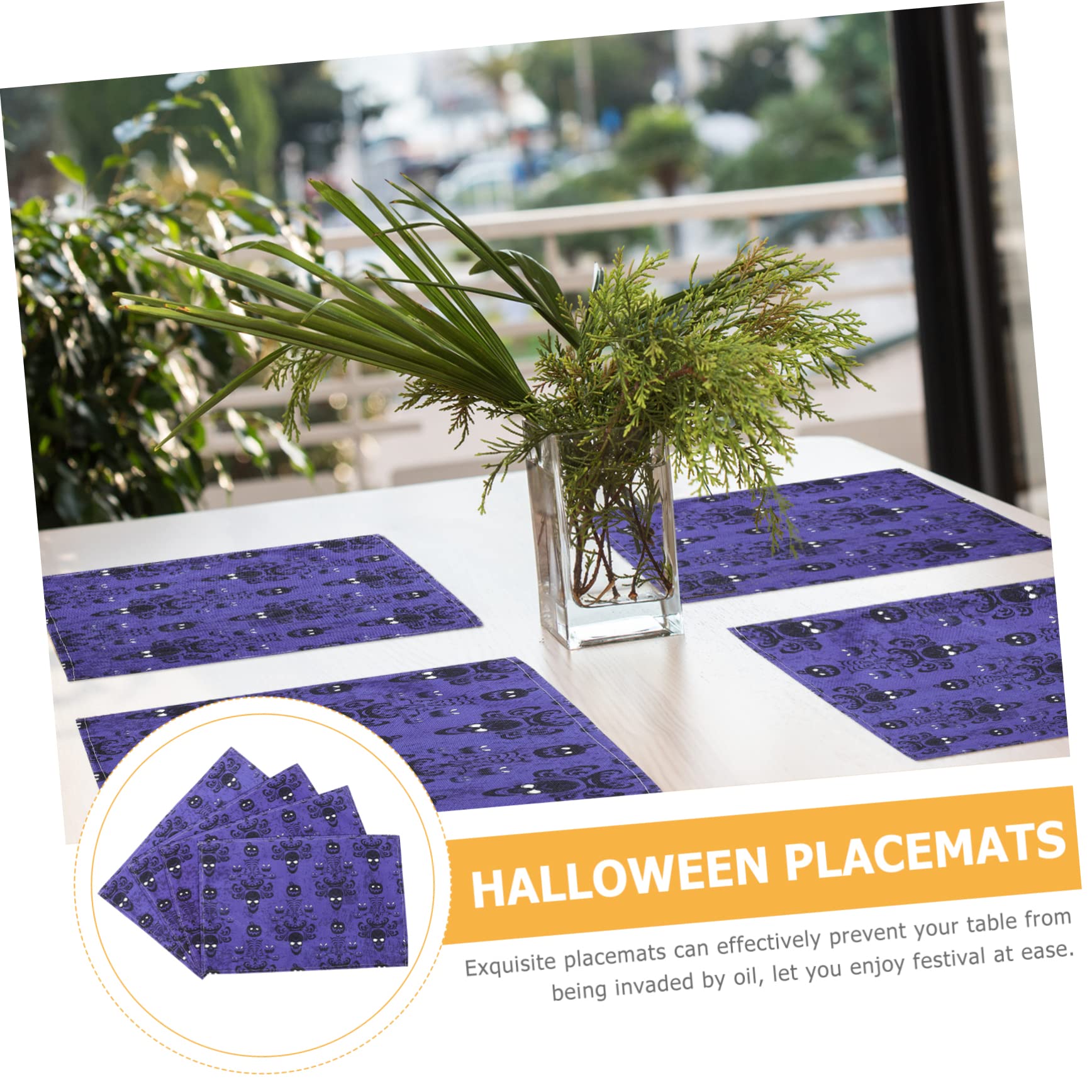 Amosfun 16 Pz Tovaglietta Tovagliette Di Halloween Decorazione Della Tavola Da Pranzo Tampone Isolante Bandiere Da Tavolo Di Halloween Decorazioni Da Pranzo Lino Di Cotone Viola,porpora