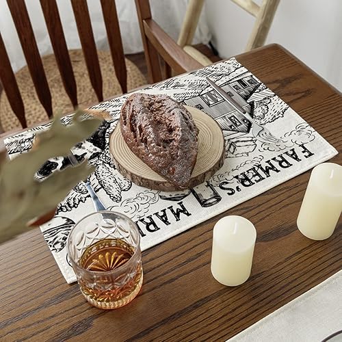 Miniatura 5 de Artoid Mode Juego de 4 manteles individuales Tractor Milk Farm de 12 x 18 pulgadas, manteles de mesa de otoño para fiestas, cocina, comedor