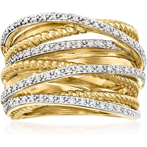 Ross-Simons 0.25 ct. t.w. Diamond Highway Ring in 18kt Yellow Gold Over Sterling Silver