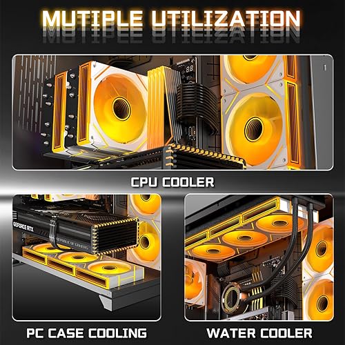 Miniatura 5 de Ventilador ARGB de 7 piezas, 4 ventiladores delanteros+3 ventiladores de marcha atrás, 28 LED, 4.724 in, 4 pines PWM, ventilador silencioso para