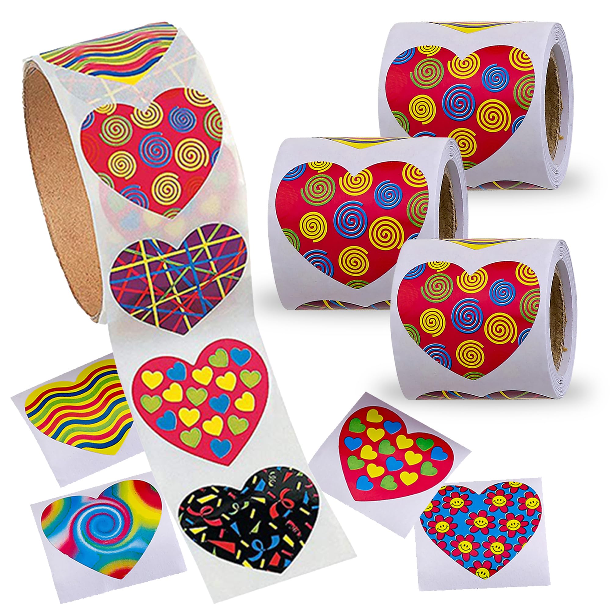 Autocollants funky en forme de cœur Playbees adhésifs multicolores de 3,8 cm pour scrapbooking