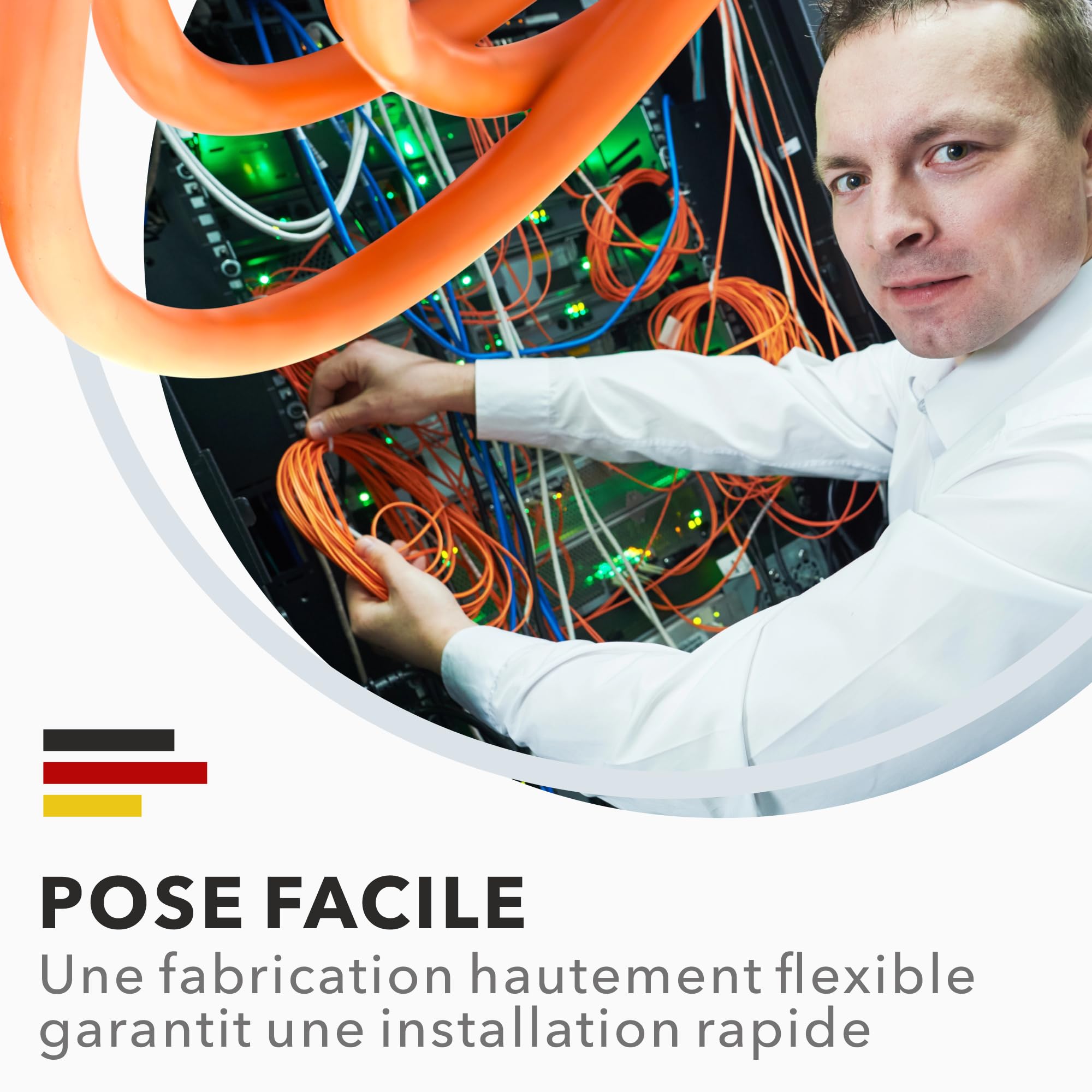 RedStar24 Câble de Réseau CAT 7 50m - Câble Ethernet CAT7 Gigabit S/FTP, Conducteurs en Cuivre Pur, Câble d'installation sans halogène PIMF POE 10Gbit LAN, Norme AWG 23/1, Gaine LSZH