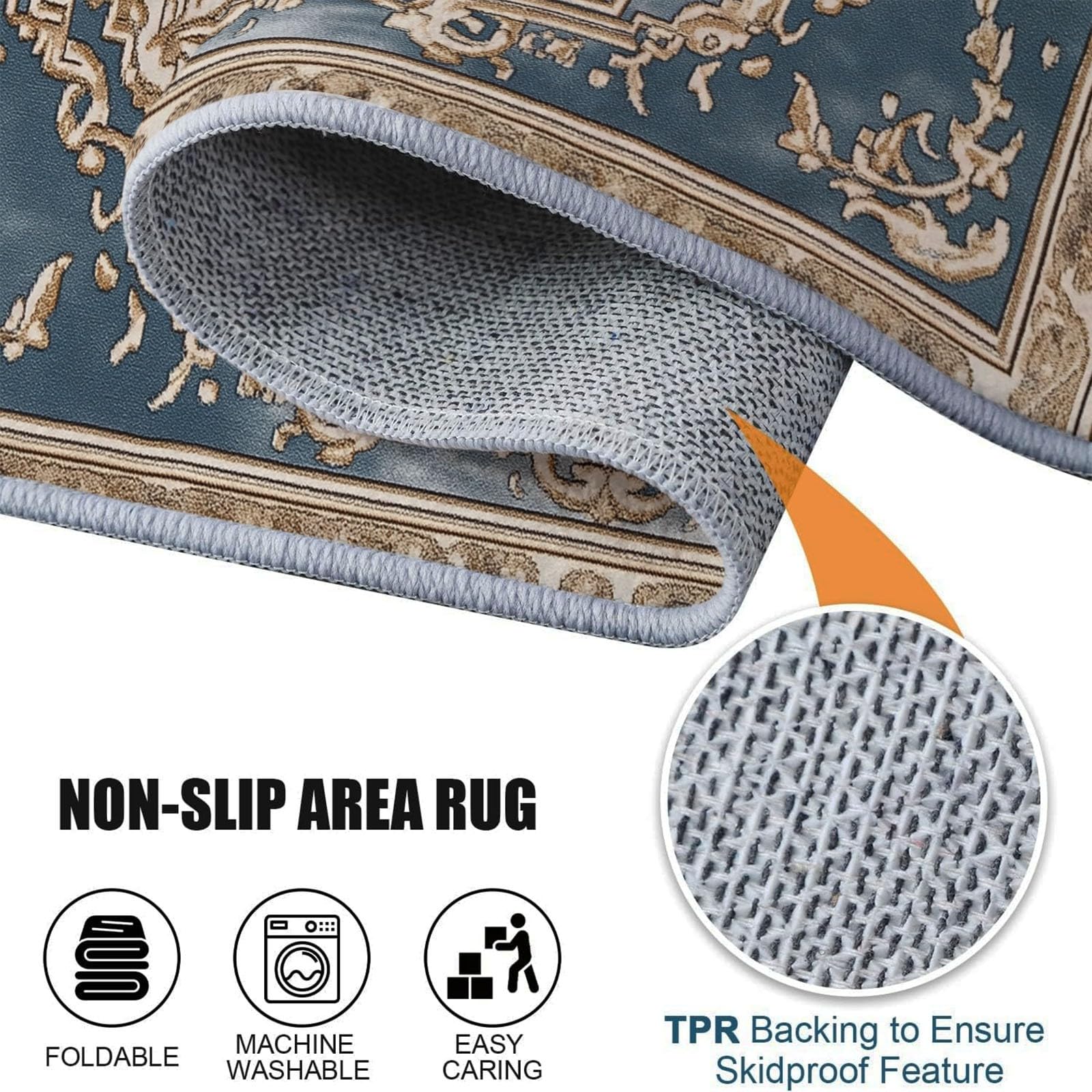 Dywan do salonu z krótkim włosiem Proste luksusowe kwiaty zmywalny design, dywaniki antypoślizgowe w różnych rozmiarach, dywaniki do salonu sypialni 120 x 180 cm, jasnoniebieski
