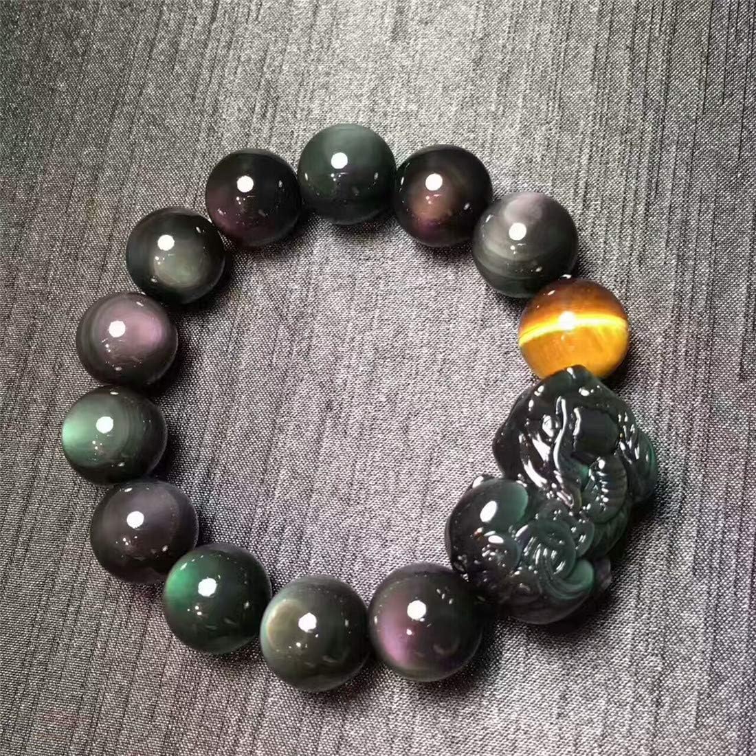 Natural Rainbow Obsidian Bracelet for Women Man Crystal Pi Xiu Beads Round Beads Stone Jewelry 12mm 14mm 16mm 18mm