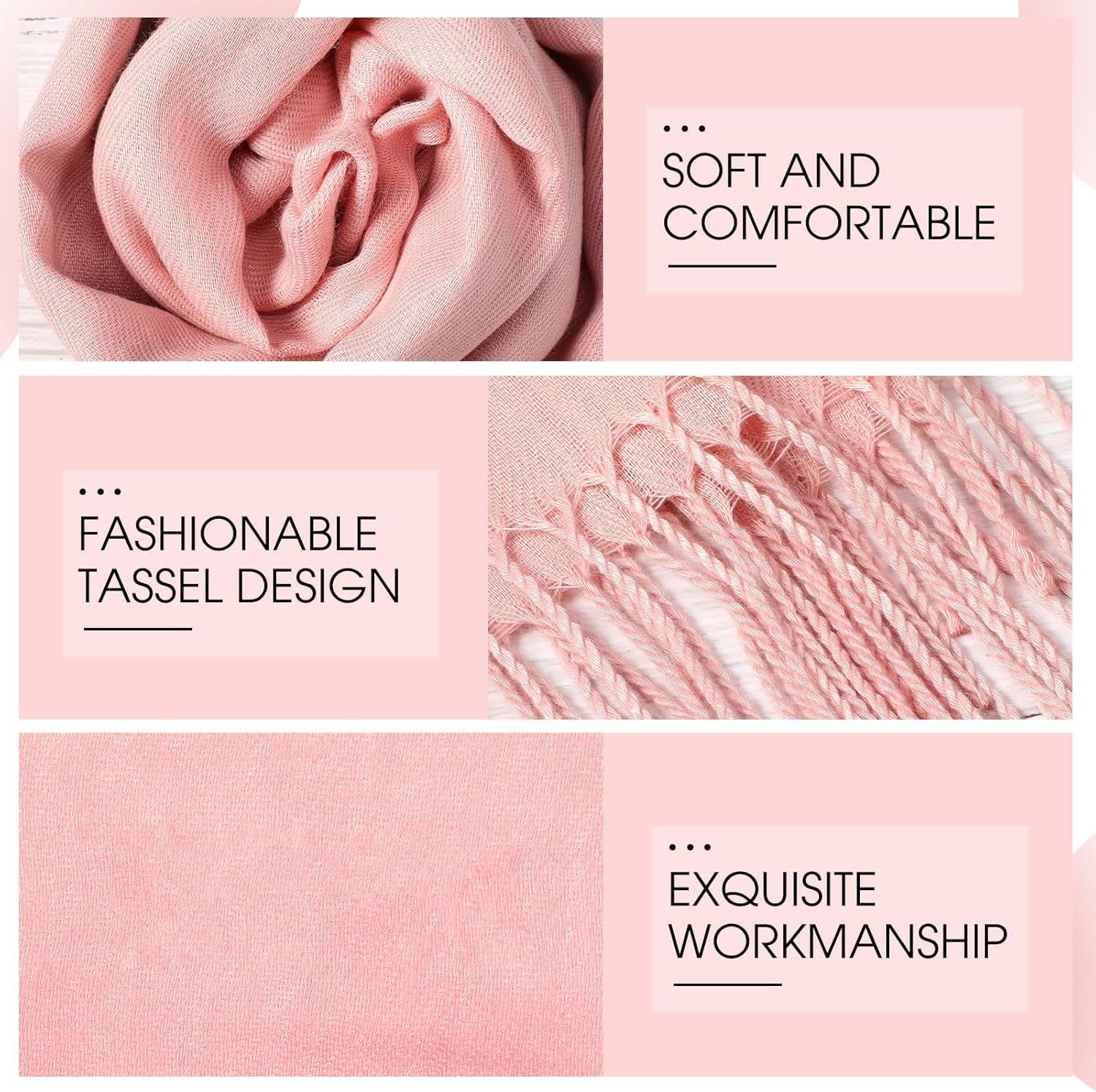 4 Pcs Winter Scarf for Women Men Soft Winter Blanket Scarves Warm Large Shawls and Wraps Tassel Edge - Image 3