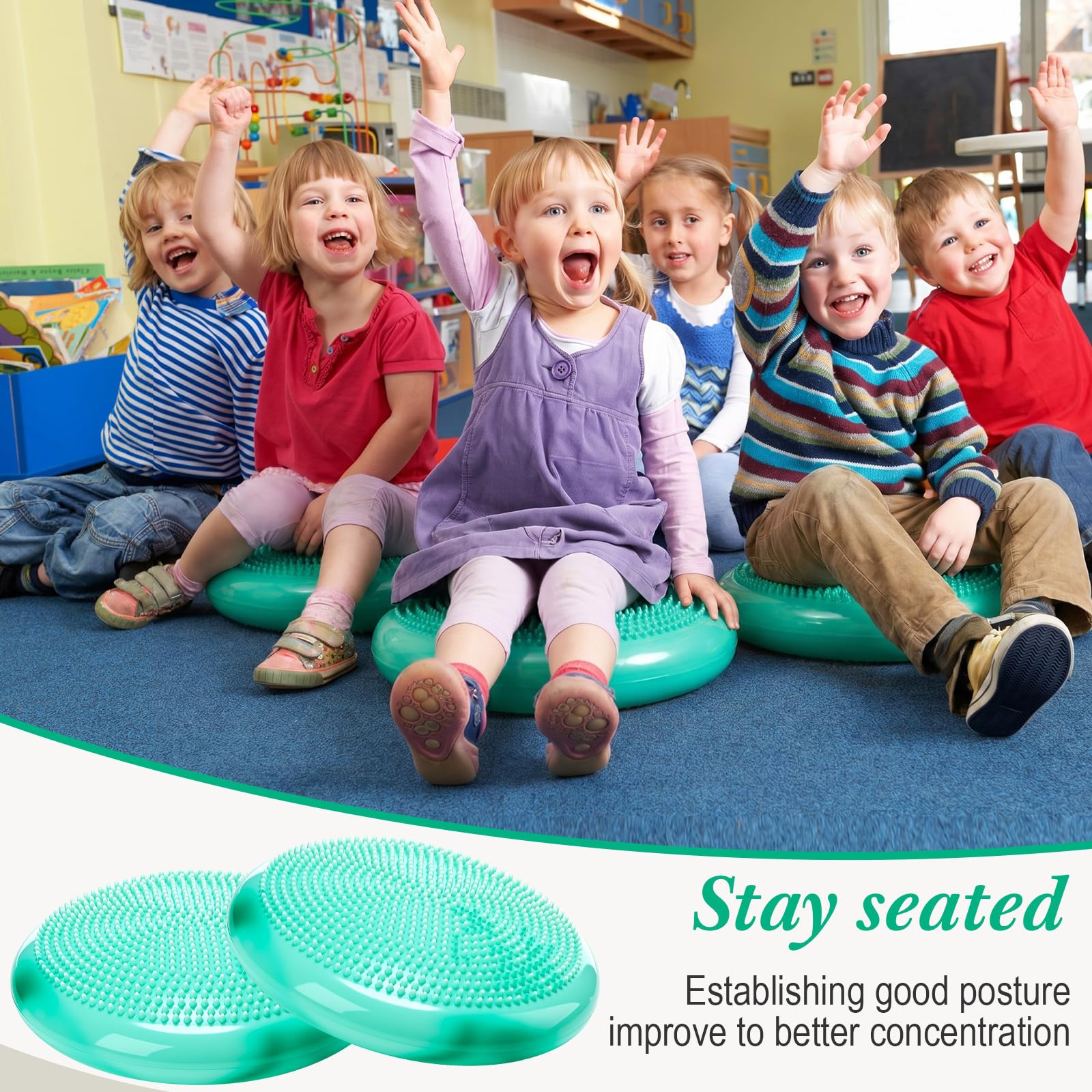 Libima 4 pezzi sedile oscillante per bambini sensoriali cuscino oscillante gonfiato sedile sensoriale design nuvola seduta flessibile per aula disco di equilibrio elementare per bambini adulti