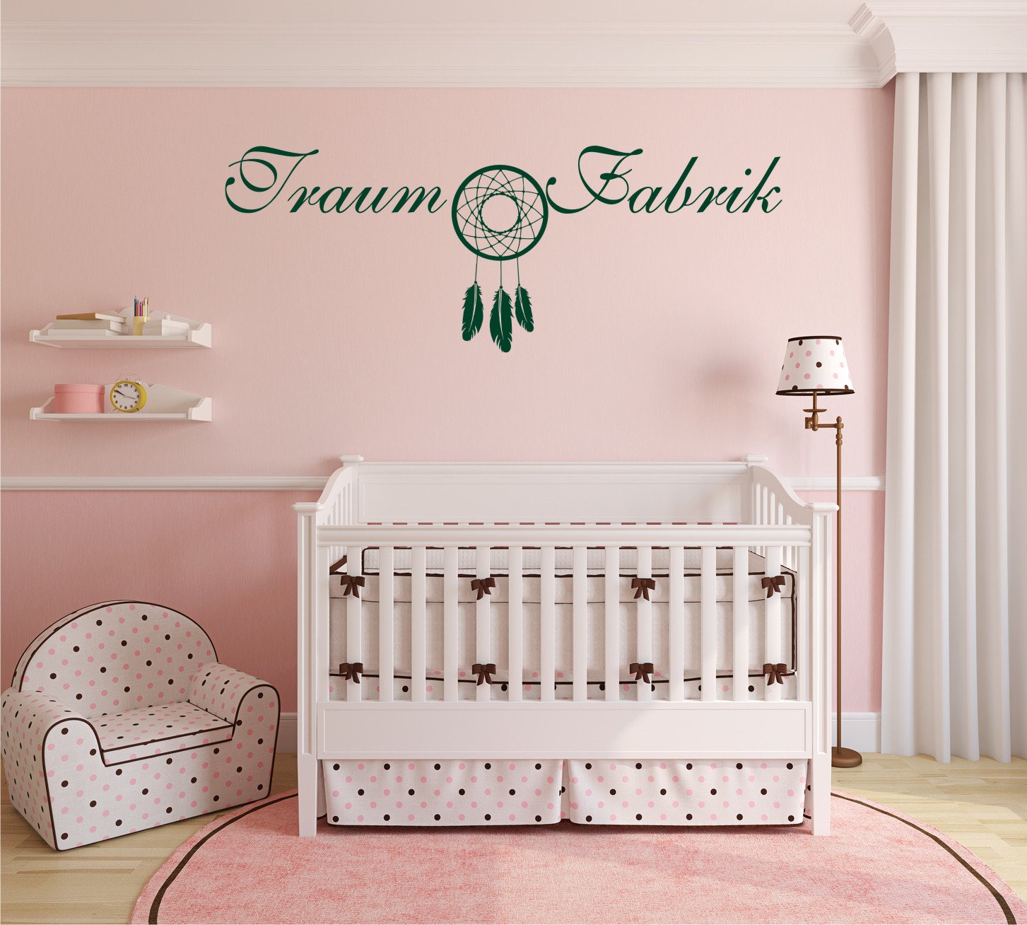Sticker mural grand autocollant déco chambre enfant Rêve Usine vert foncé 150x54