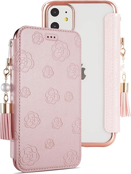 Amazon Co Jp Iphone 11 手帳型スマホケース 可愛い レディース 花柄 Iphone 11 財布型スマホカバー 透明シェル 夏らしいデザイン 化粧鏡付き アイフォン 11 手帳タイプケース おしゃれ 薄さ 手作り ステキ Nicnik アイフォン 11 手帳型カバー タッセル付き カード入れ