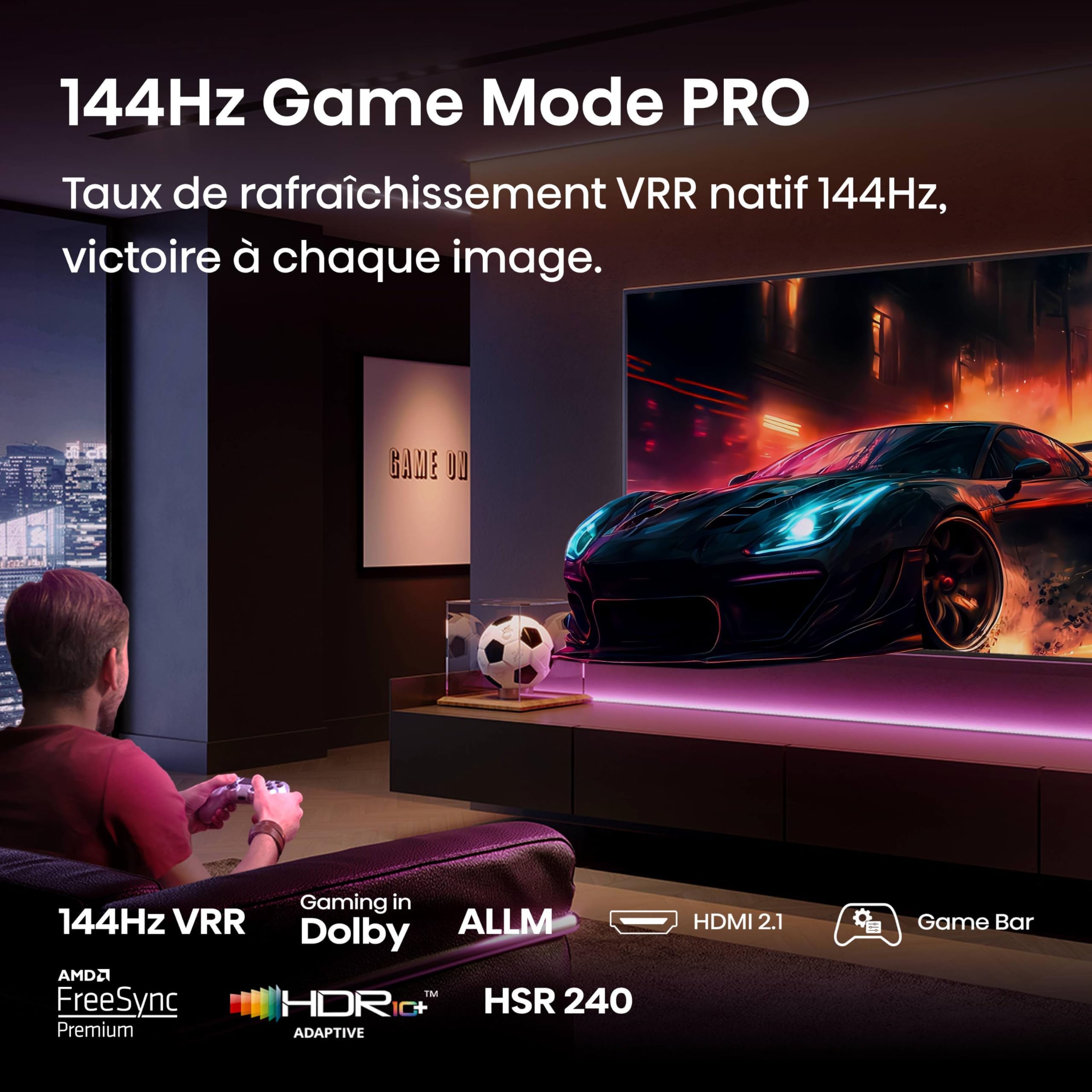 Hisense 55E8Q 55 Pouces (139 cm) - Téléviseur 4K Mini-LED QLED, Dalle 144Hz Native, Dolby Vision IQ & Atmos, Mode Jeu Pro, Smart TV Vidaa