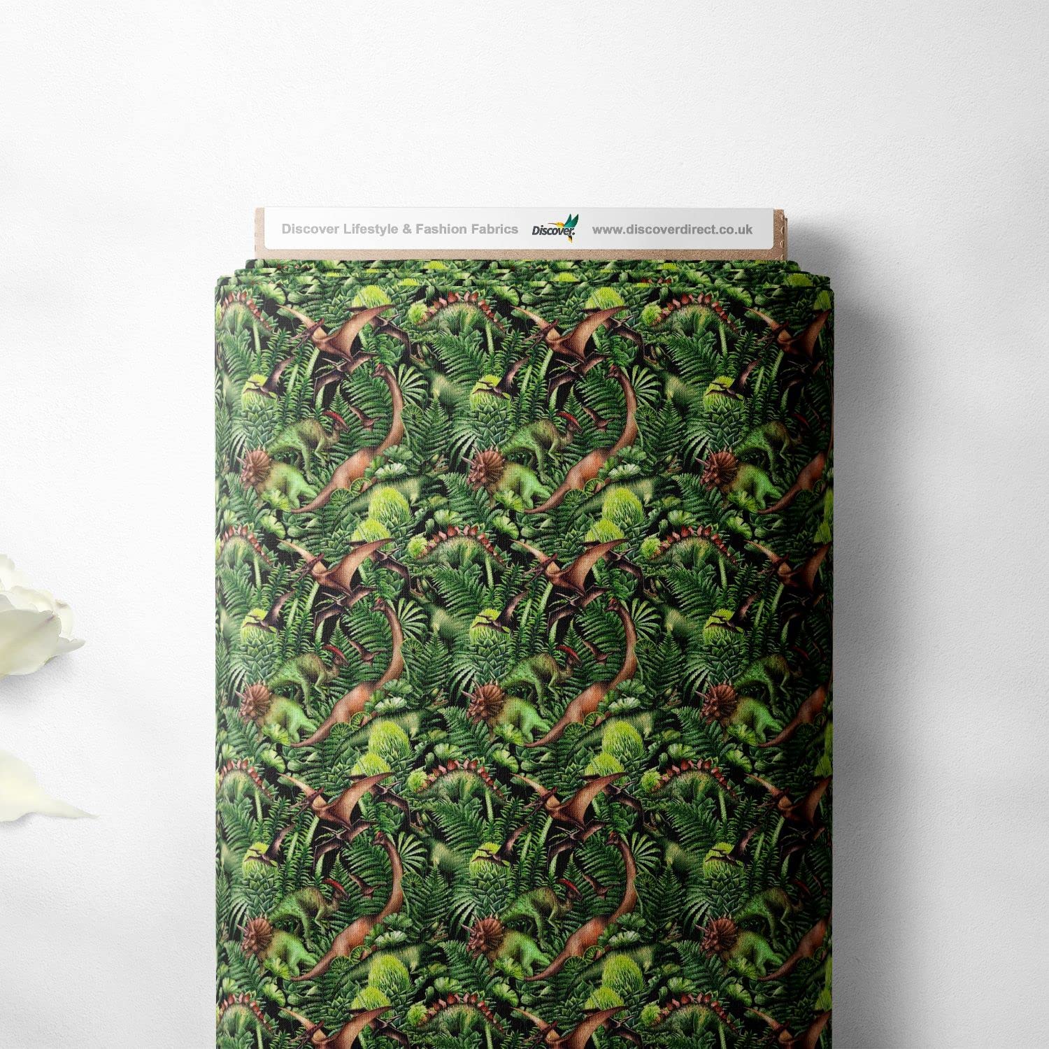 Discover Lifestyle & Fashion Fabrics Green 100% Cotton Dino World Dinosaurs Printed Novelty Design Children Kids Craft Dress Quality Sewing Fabric Material | 55" - 140 Cm Wide (Per Half Metre, )