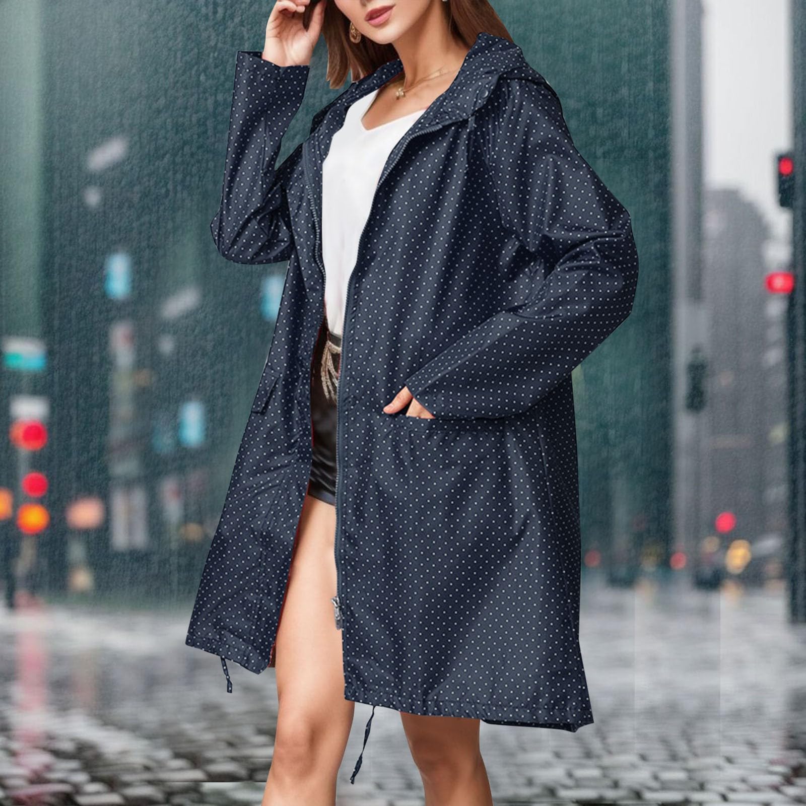 Regenponcho Damen Trendig Für Herren Unisex Wasserdicht Leicht Fahrrad Festival Frühling Herbst Winddicht Atmungsaktiv Regencape Kapuze Elegant