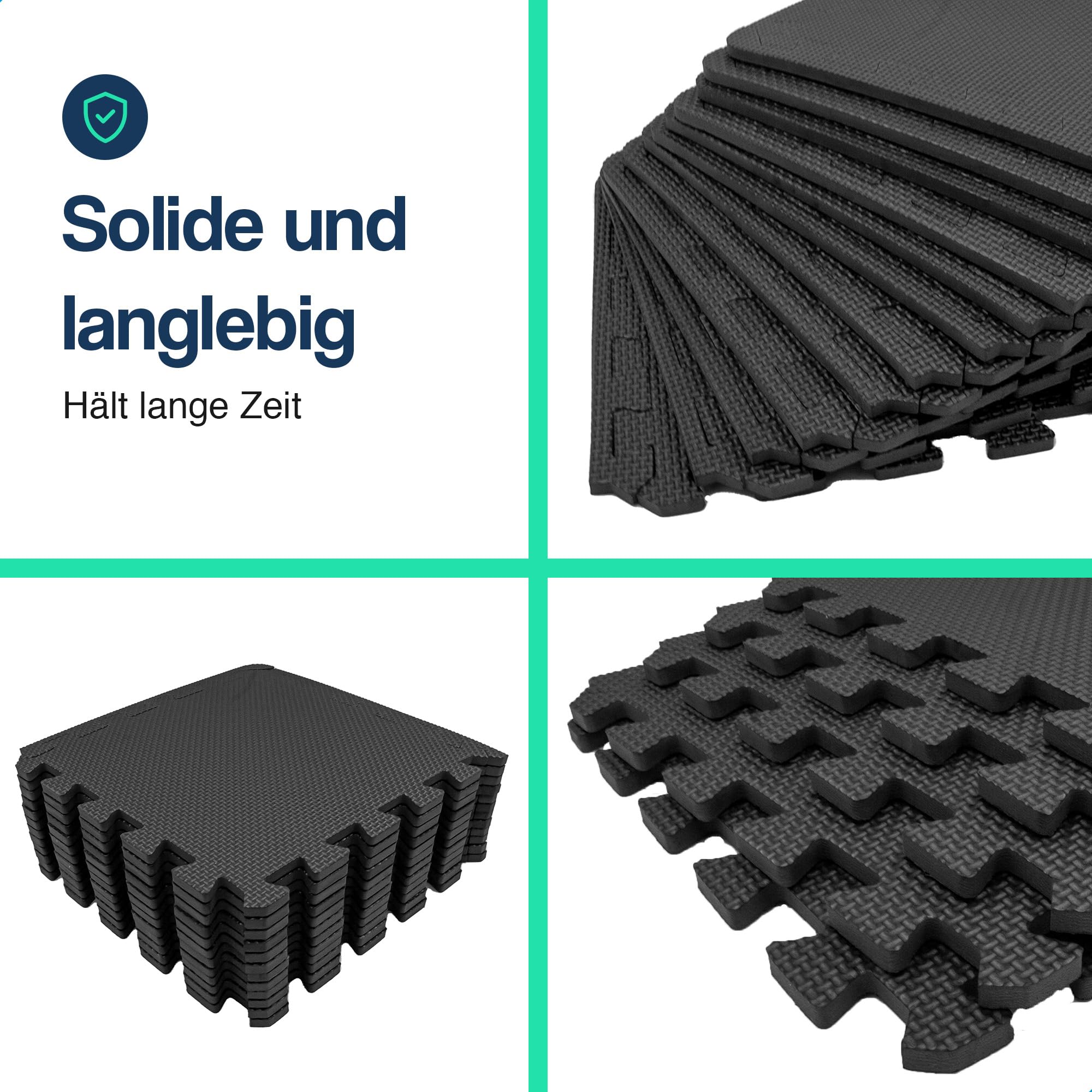 Hulser Fitness Puzzlematte - 30 x 30 cm - Bodenschutzmatten für Sporträume - Unterlegmatte, Fitnessmatte, Trainingsmatten, Schutzmatten für Fitnessgeräte