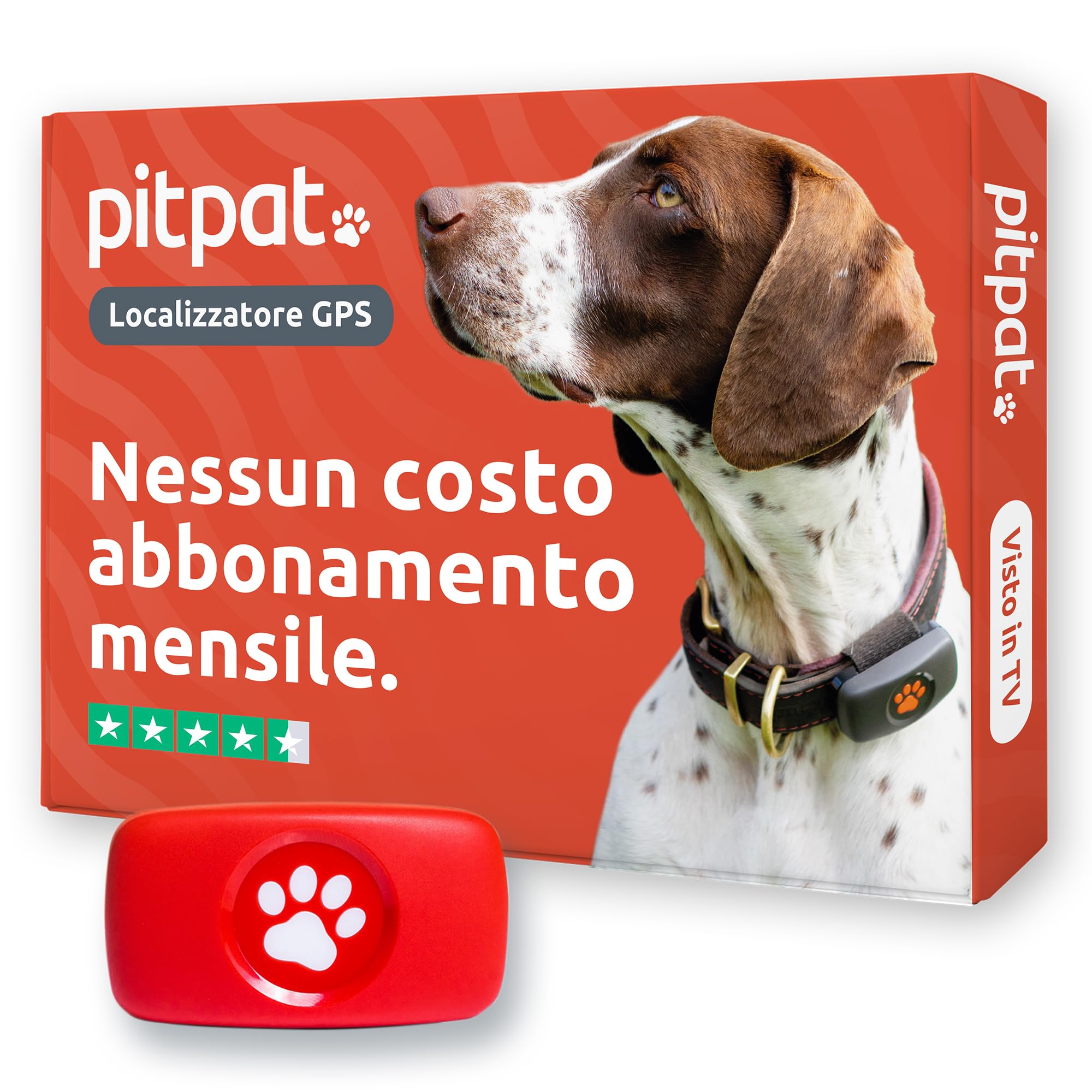 PitPat Localizzatore GPS per cani senza abbonamento, Rosso