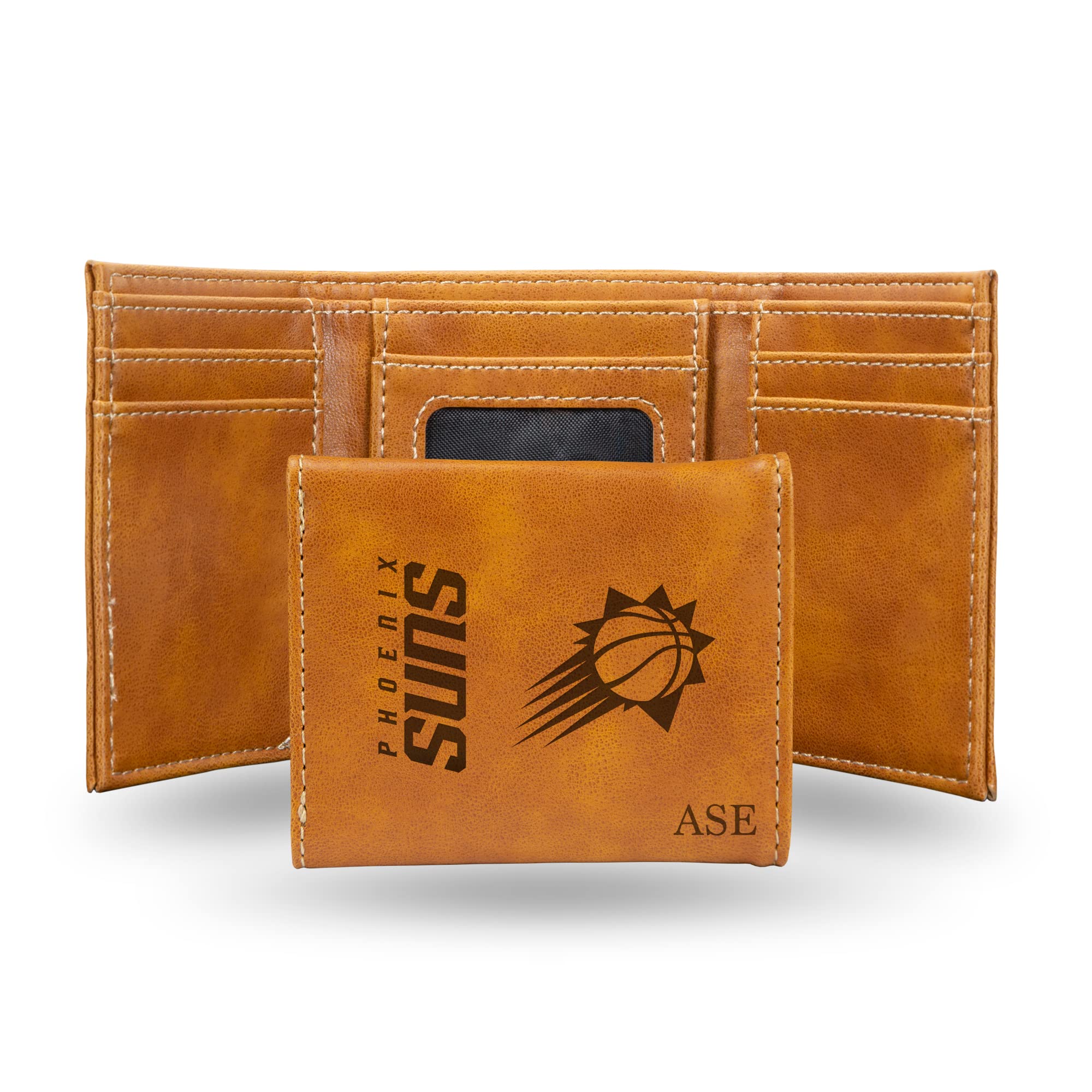 Rico Industries NBA Basketball Phoenix Suns Brown Personalized-Custom Laser Engraved Tri-fold Wallet - Slim Wallet