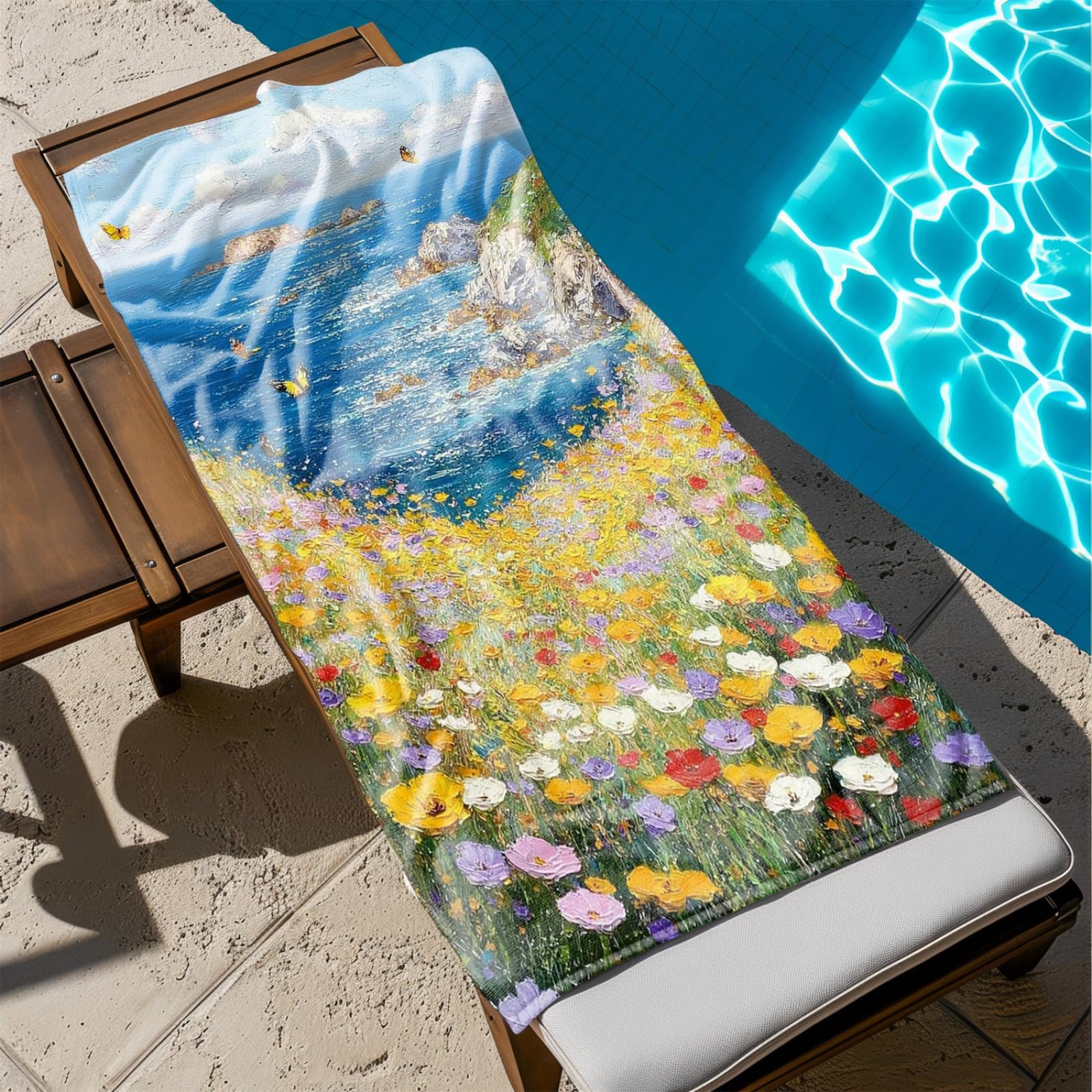 Telo Mare Microfibra 210x230 Isola Dell'Oceano Blu Telo Spiaggia Grande Antisabbia,XXL Asciugamano Mare, Asciugatura Rapida, Stuoia Spiaggia Leggero E Portatile
