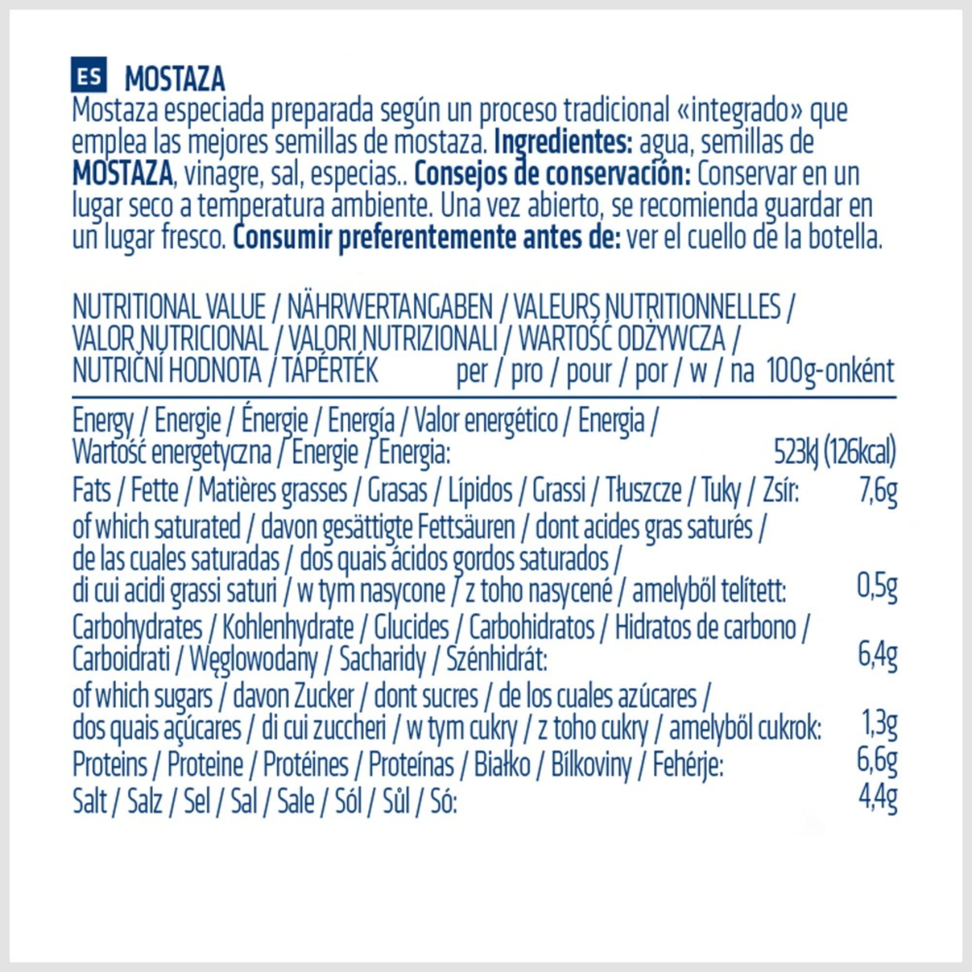 Risso Mostaza Salsa a Base de Semillas de Mostaza Bote 1 L Vegano Sin Gluten