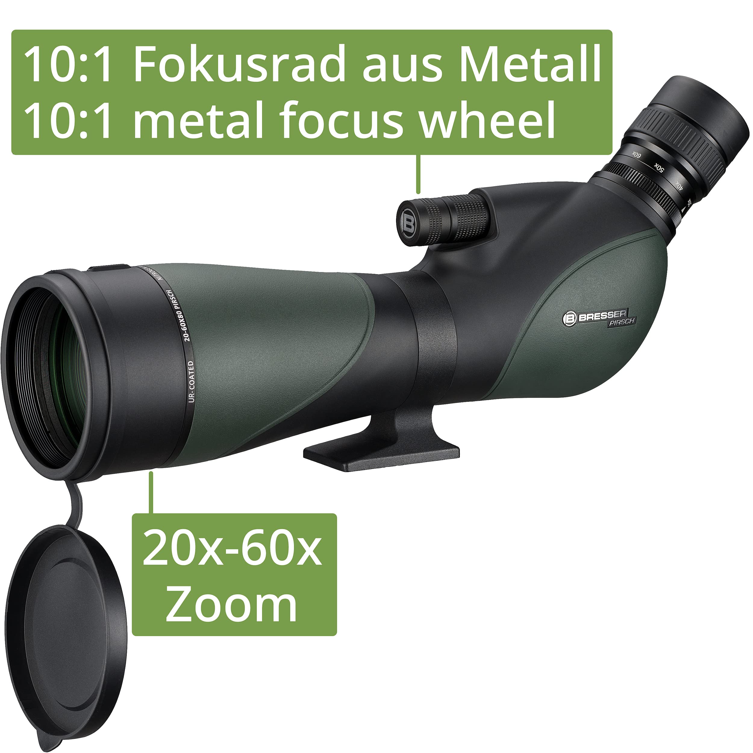 Bresser Spektiv Pirsch 20-60x80 Gen. II Deluxe 10:1 Fokus Phasenvergütung wasserdicht Stickstoff gefüllt