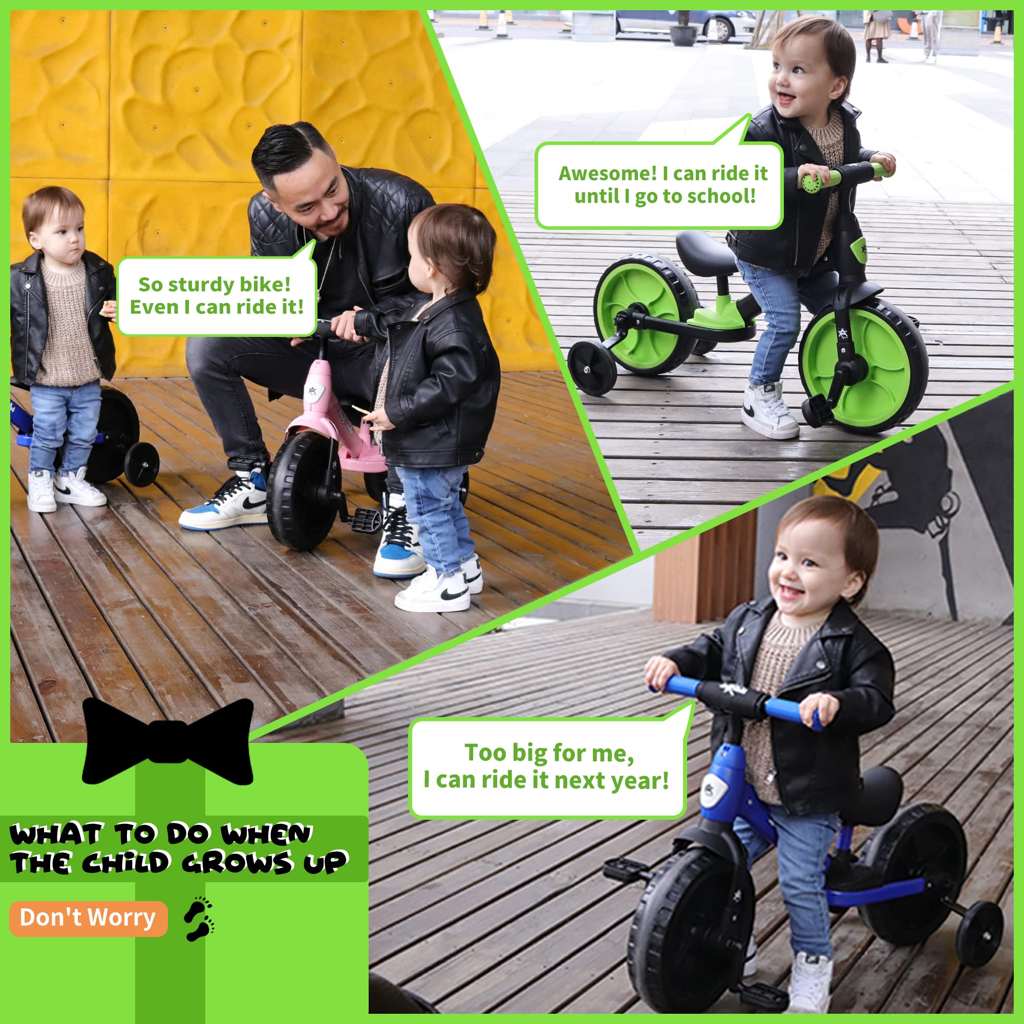 4 en 1 Baby Balance Bike pour 2-4 ans Enfants Trike avec roues d' entraînement Pour 2 ans Garçons Filles Infant Toddler Bicyclette