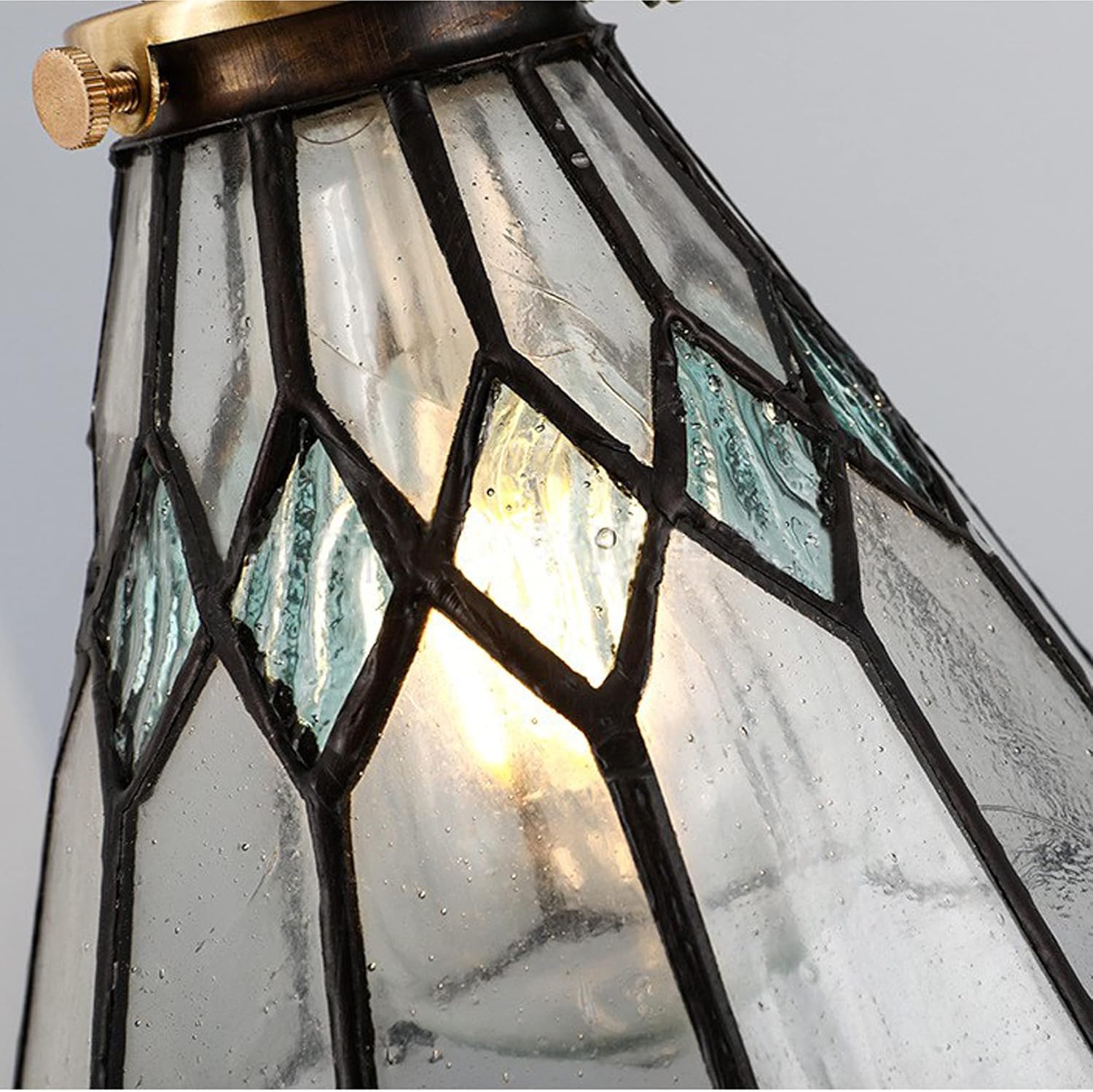 L-Type Track Lighting Pendants Restaurant Chandelier Cone Tiffany Glass Lampshade with Brass E26 Socket Lightolier Compatible Track Light Industrial Customizable Pendant Light,1 Light