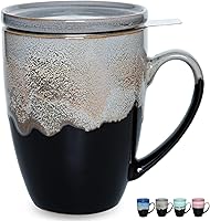 Vista 1 de Bosmarlin Ceramic Tea Cup with Infuser and Lid, 13.5 Oz, 4 Colors to Choose, Dishwasher and Microwave Safe, Reactive Glaze, Steeping Tea Mug with