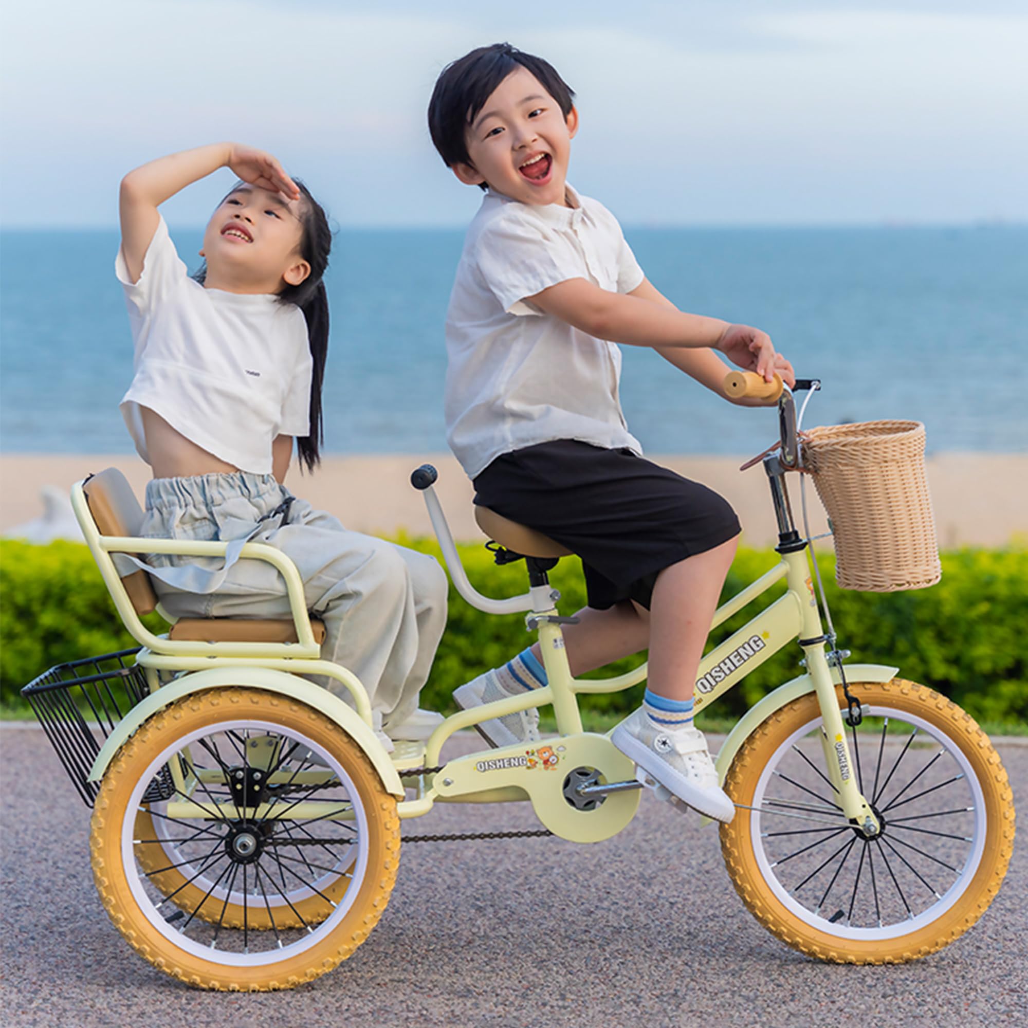Amazon.co.jp: 三輪車 2歳——13歳 二人乗り子供用三輪車 推奨身長：80cm