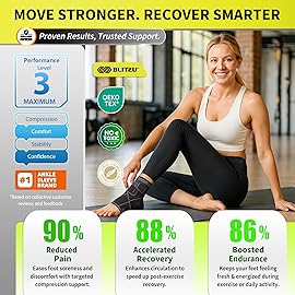 BLITZU Ankle Brace for Women, Men, Plantar Fasciitis Relief, Achilles Tendonitis Brace for Sprained Foot, Ankle Compression Sleeve with Strap Pink S