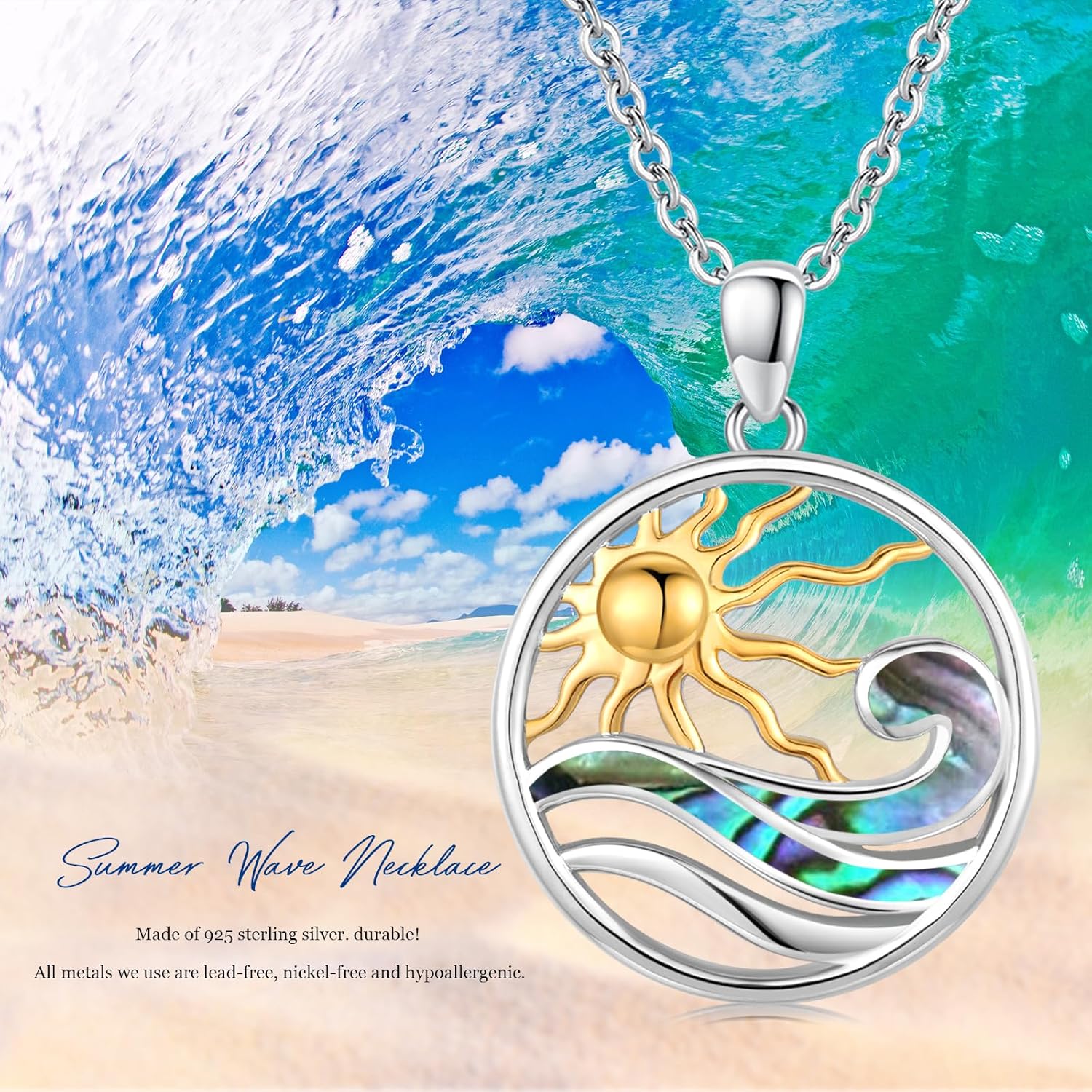 Midir&Etain Ocean Necklace 925 Sterling Silver Blue Opal Necklace Starfish/Flip Flop/Shark Pendant Beach Ocean Jewelry for Women - Image 7