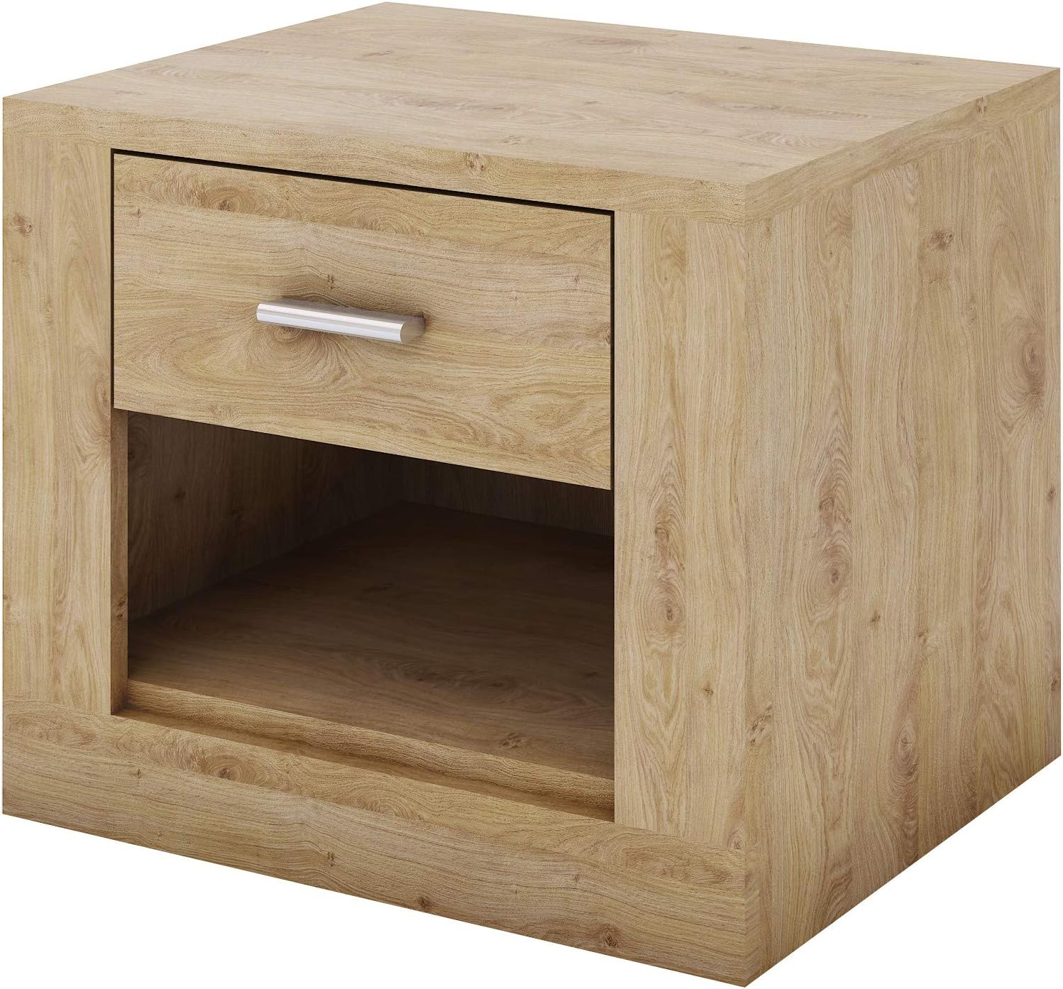 Arthauss Compact Bedside Cabinet ARTI in Black/Grey/White/Oak Shetland with 1 Drawer - Durable Nightstand for Bedroom Storage - Small Cabinet with Shelves - Ideal Bedside Organiser for Small Bedrooms