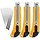 FeiLyKi 18mm 3-Pack Exacto Knife Multi-Purpose Utility Knife Box Cutter Replacement Blade,10 SK5 Snap Off Blades-2055