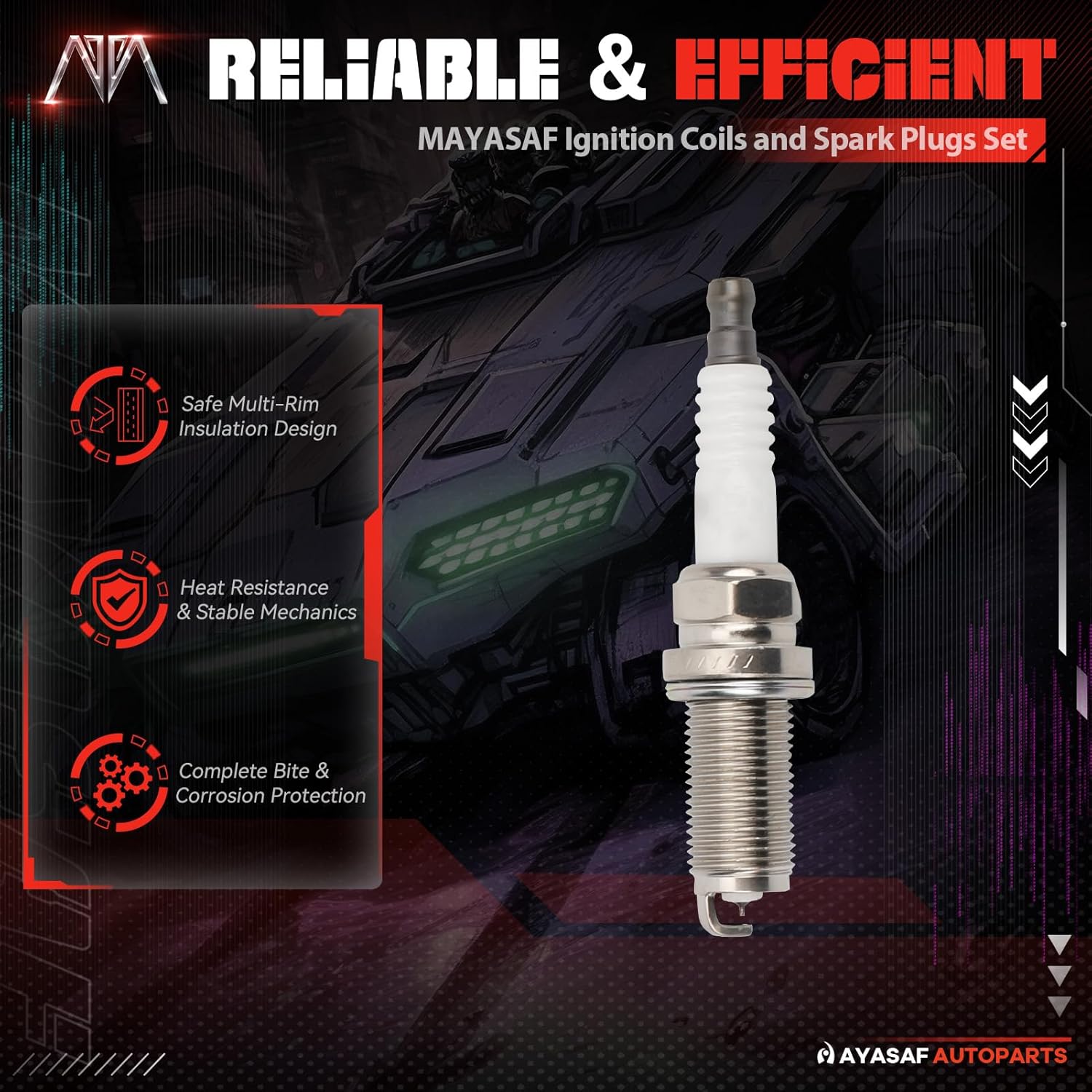 MAYASAF UF495 Ignition Coils and Spark Plugs Set of 4 Fit for Toyota 2007-2009 FJ Cruiser, 2005-2011 Tundra, 2005-2017 Tacoma, 2005-2015 Tacoma, 2003-2010 4Runner