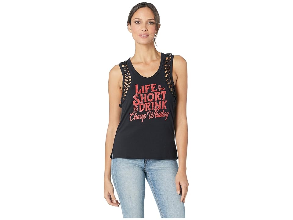 

Rock and Roll Cowgirl Graphic Tank Top 49-9375 (Black) Women's Sleeveless