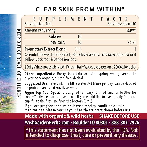 Miniatura 2 de WishGarden Herbs Clear Complexion Blemish Buster - Suplemento para el acné a base de plantas con caléndula, bardana y diente de león que apoya la