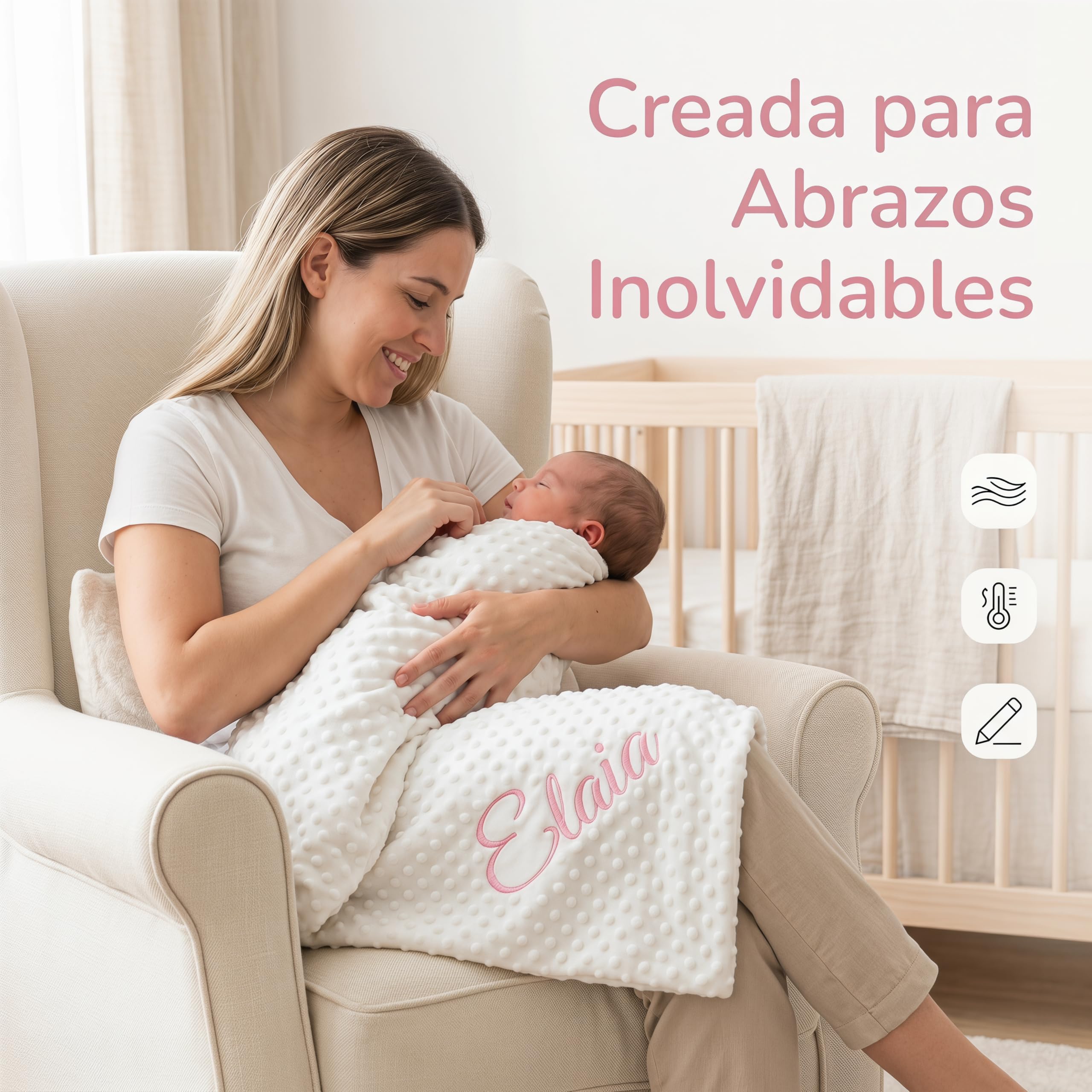 various Manta de Bebe Personalizado con su Nombre Bordado, Manta de copito (Beige)