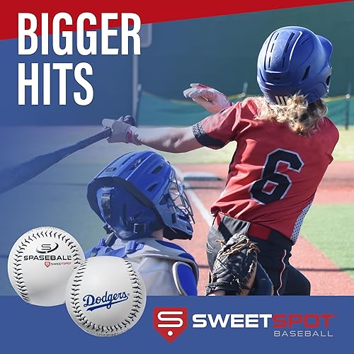 Miniatura 3 de SweetSpot - Juego de 2 pelotas de béisbol de plástico con licencia oficial de la MLB, juego de 2 pelotas de béisbol para jóvenes, niños,
