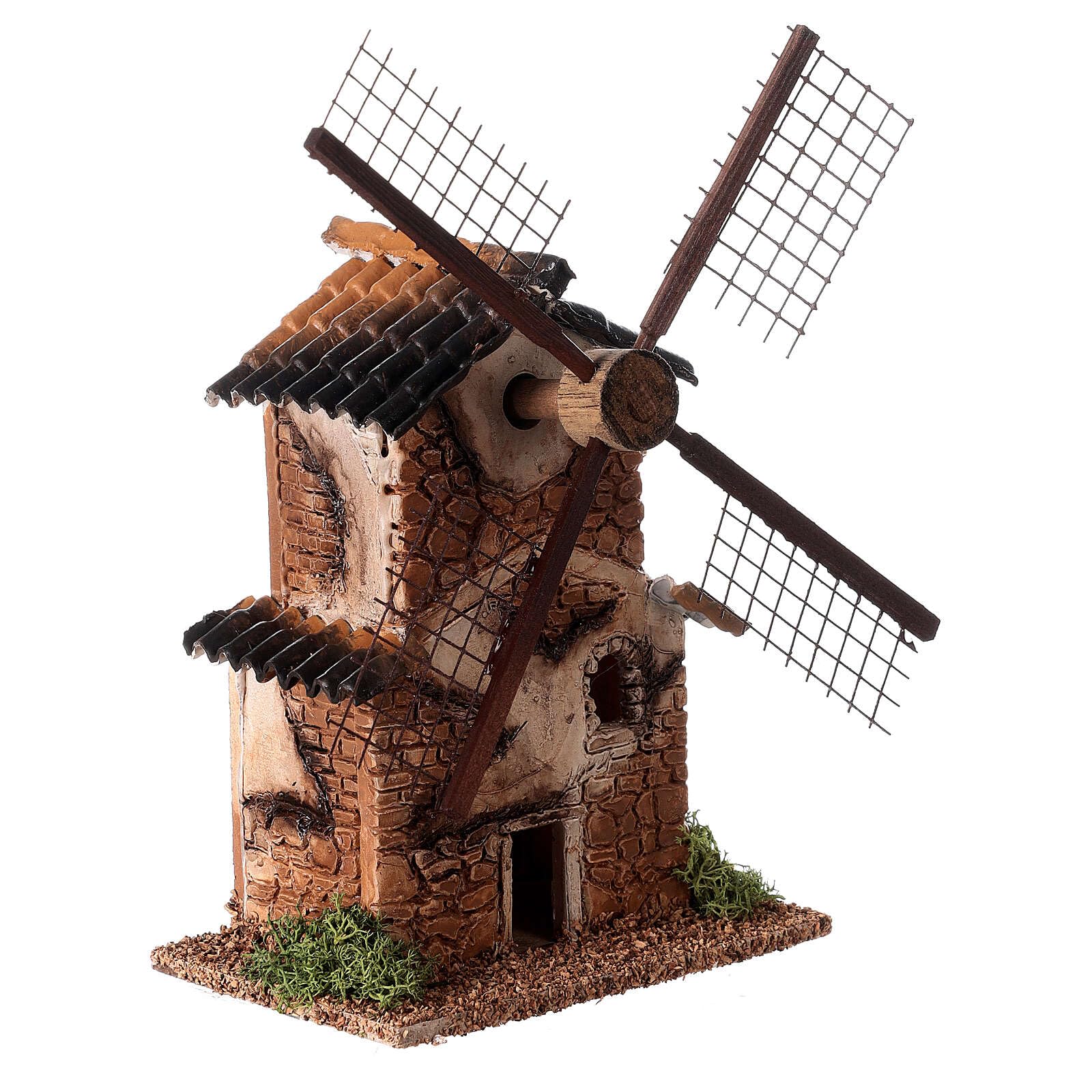 Holyart Molinos para el belén: Molino de Viento Techo en declive belén 4 cm 15x10x10 cm