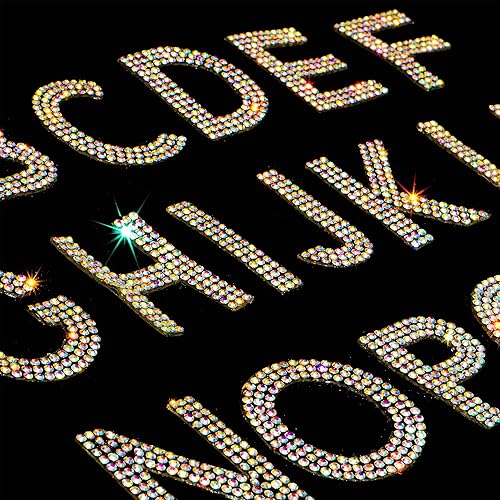Miniatura 6 de Locacrystal 34 calcomanías de letras del alfabeto con diamantes de imitación, letras A-Z, autoadhesivas para planchar, calcomanías para autos,