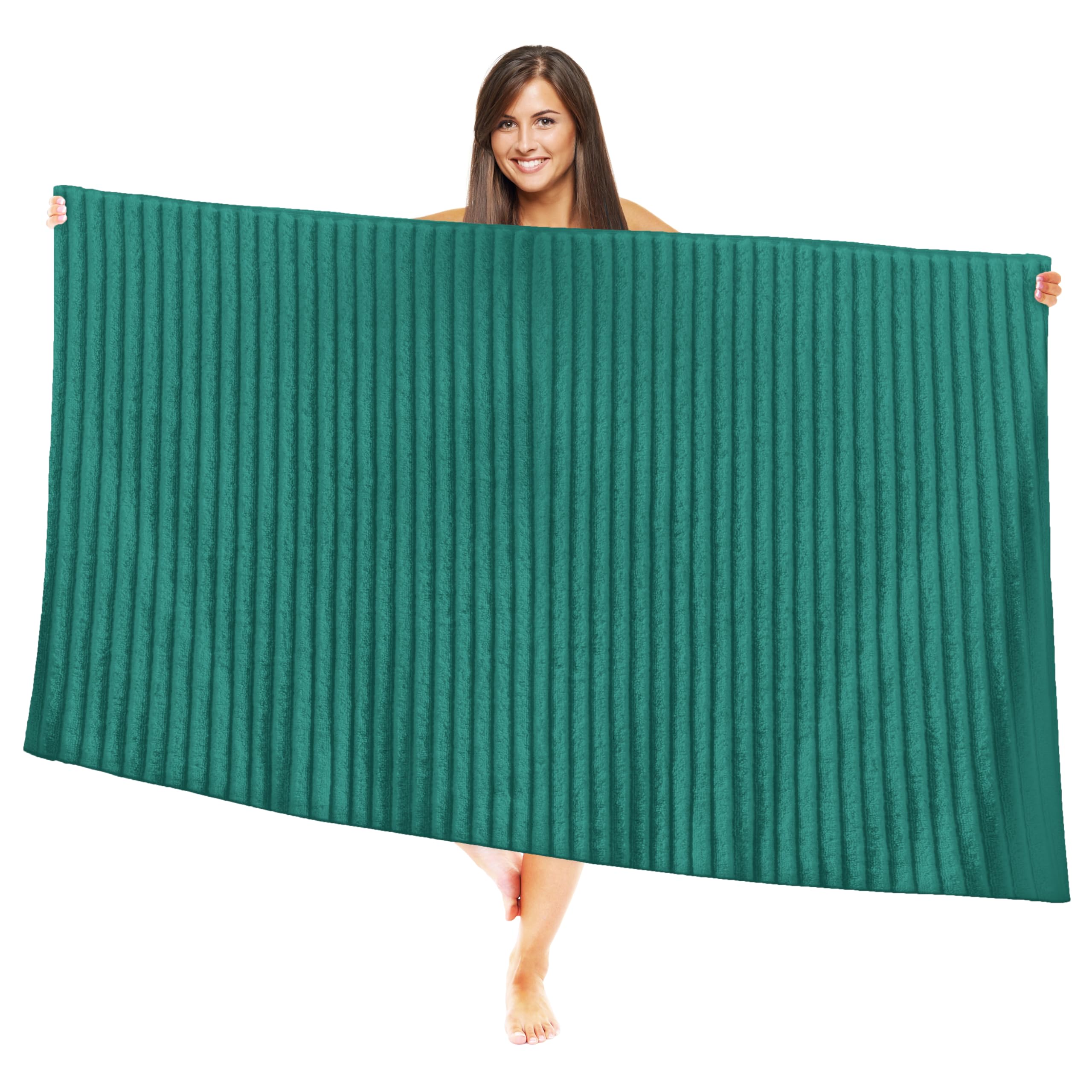 Elegant Comfort 100% Turkish Cotton Corduroy Ribbed Luxury Jumbo Bath Towel Ultra Soft - 35 x 70 Inch - Luxury Spa Premium Hotel Quality Highly Absorbent and Quick Dry Large Bath Towel, Turquoise
