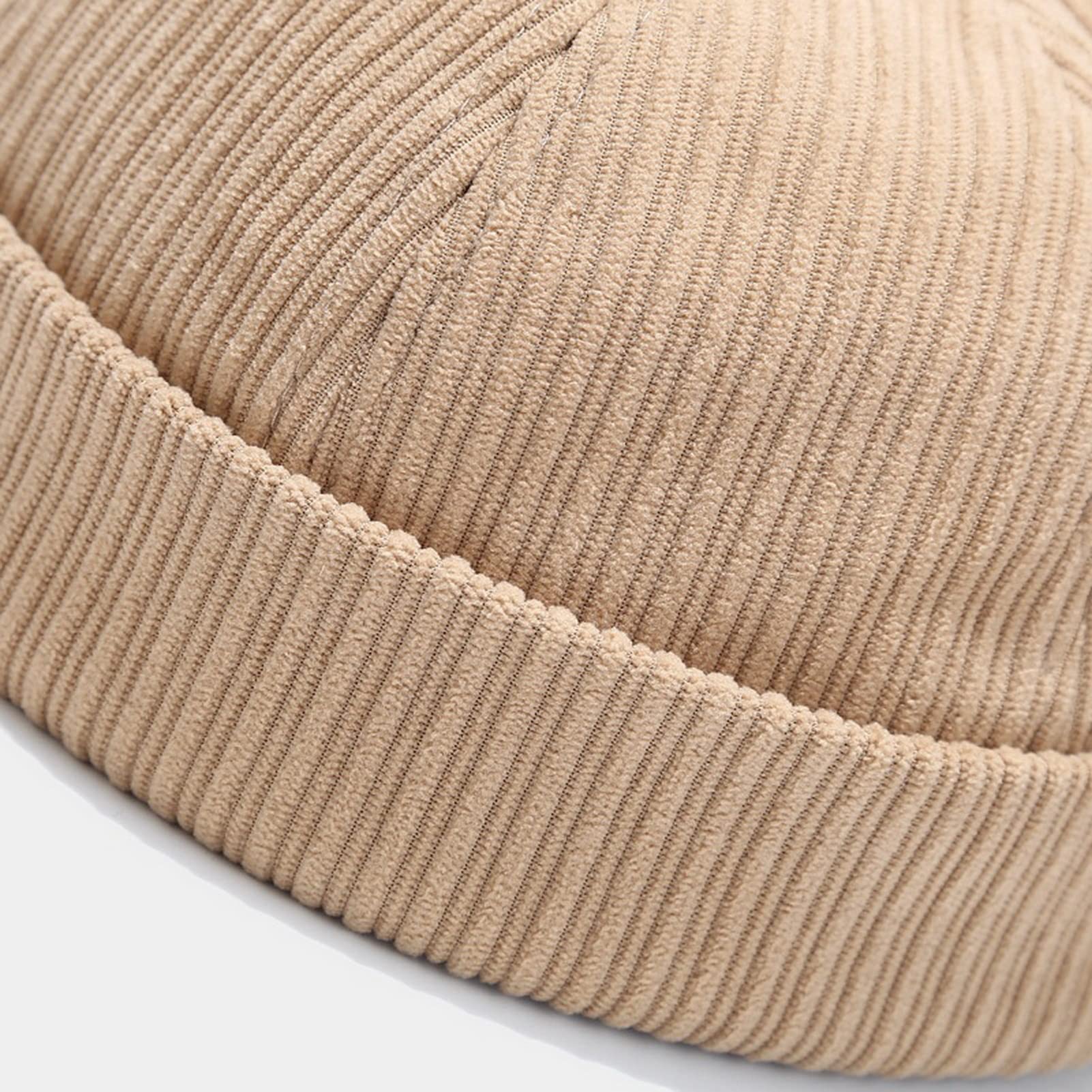 Faringoto Sombrero de pana de color sólido con diseño de cubo para hombre y mujer, gorra de manga enrollada, sombrero retro