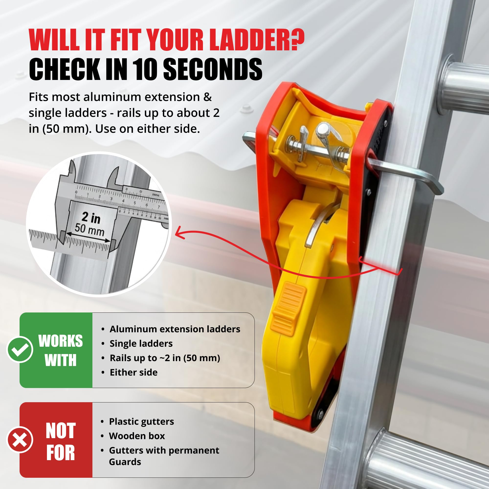 Lock Jaw Ladder Grip - Ladder Safety Clip - Feel Secure on Your ladders and Climb Safer (Pack of 1)