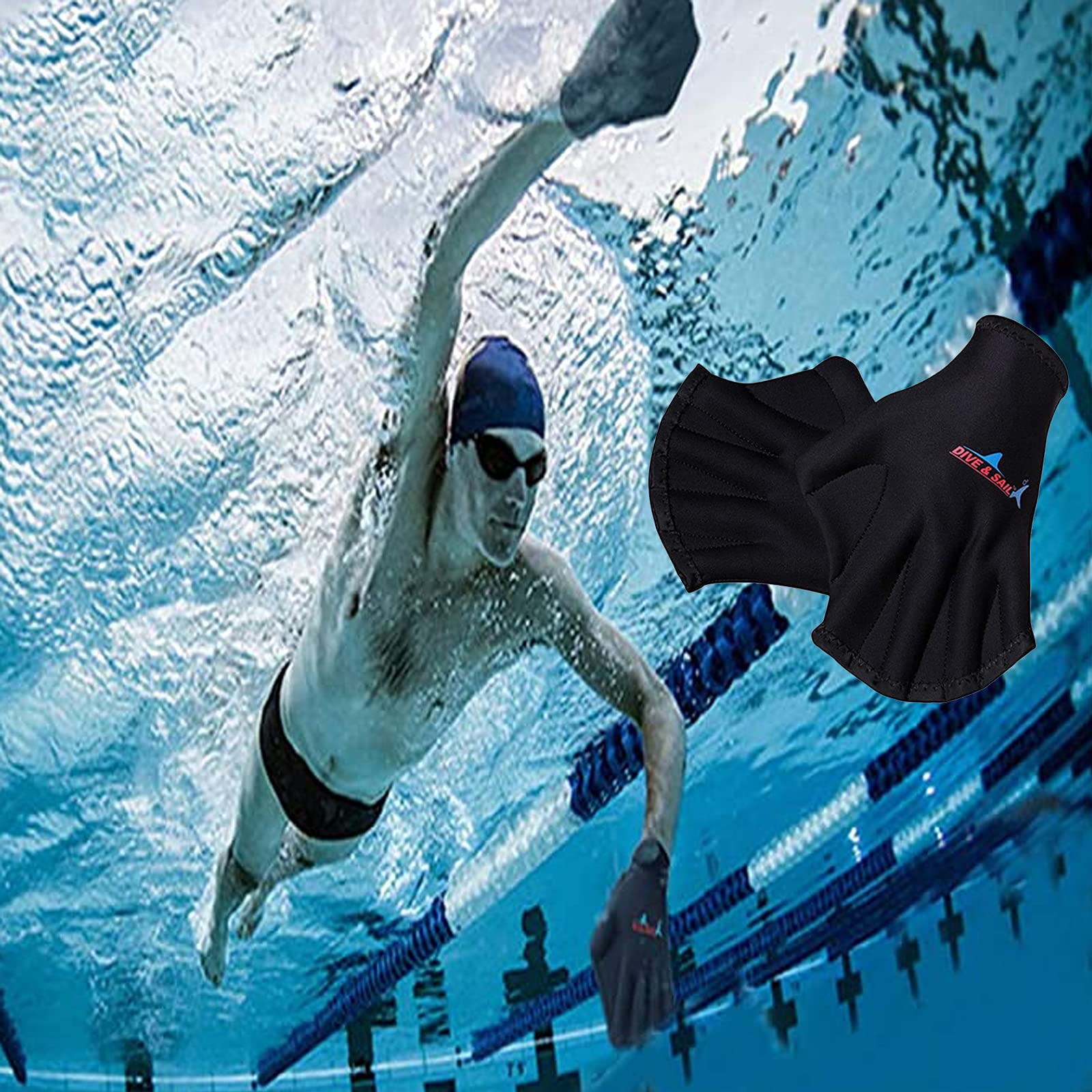 1 paire de Gants de plongée palmée Néoprène Palmés Gants de natation palmés Gants d'entraînement aquatiques Gants Plongée Fitness pour adultes unisexes